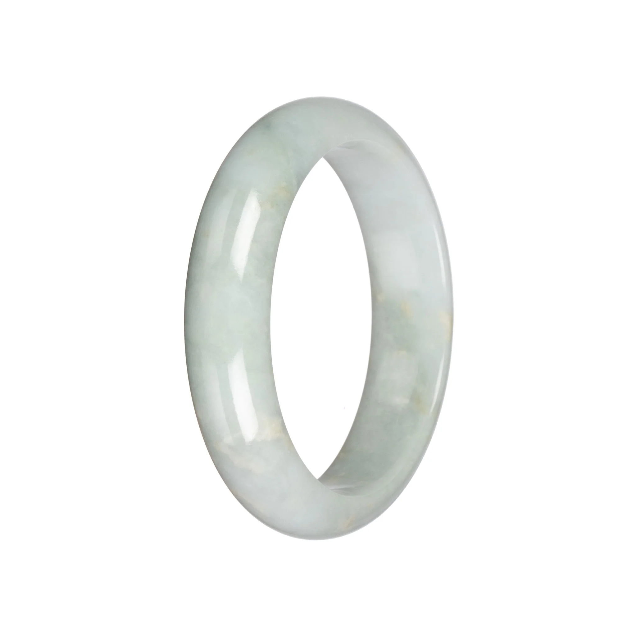 Grade A Pale Green Jade Bangle - 58mm Half Moon - Image 3