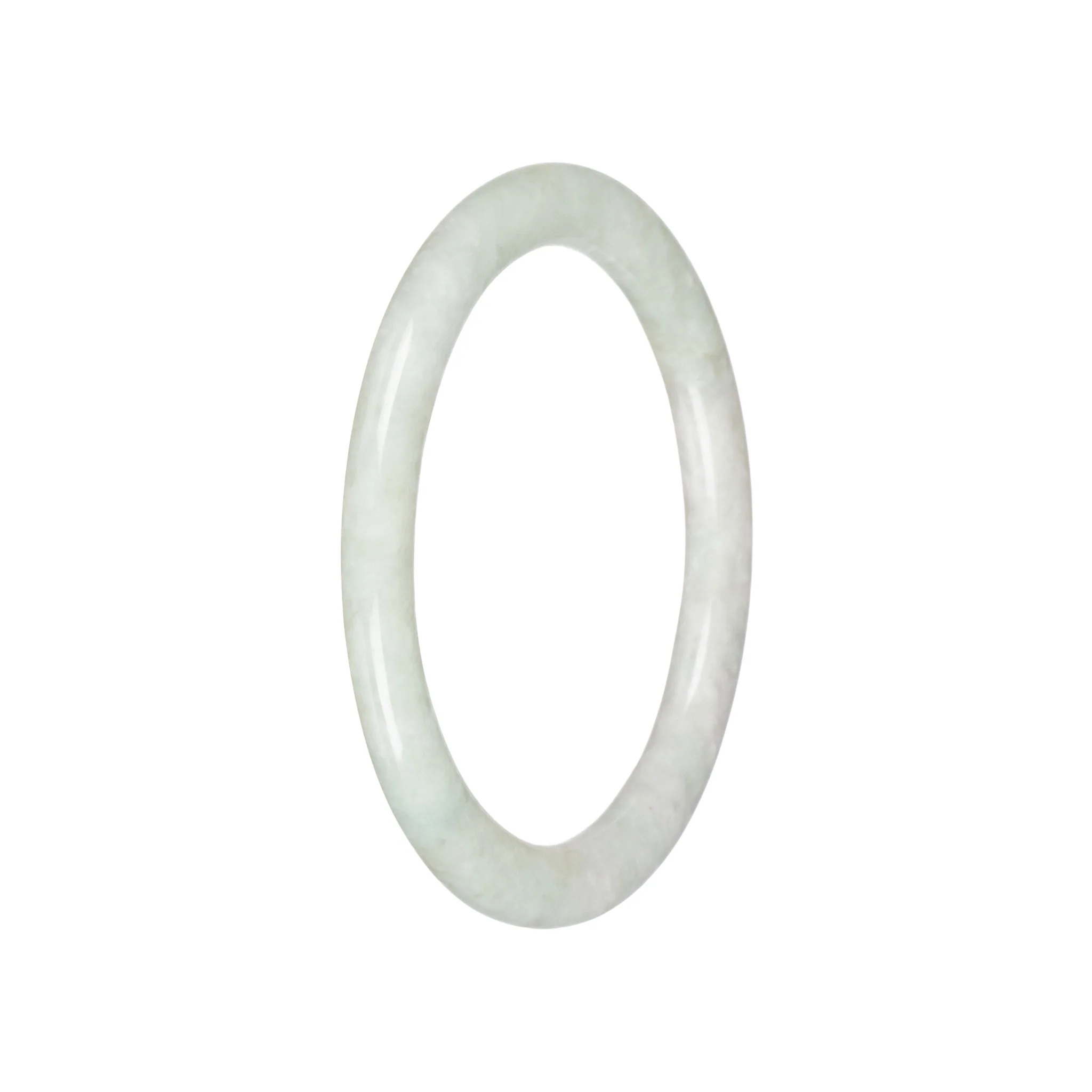 Grade A Pale Green Jade Bangle - 59mm Petite Round - Image 2