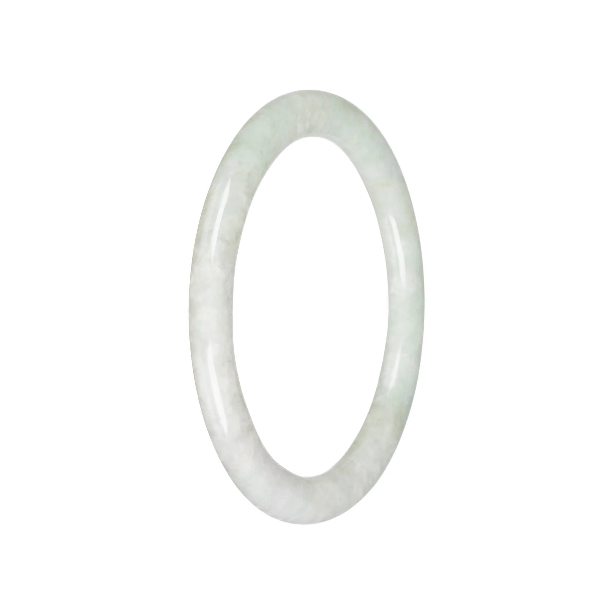 Grade A Pale Green Jade Bangle - 59mm Petite Round - Image 3