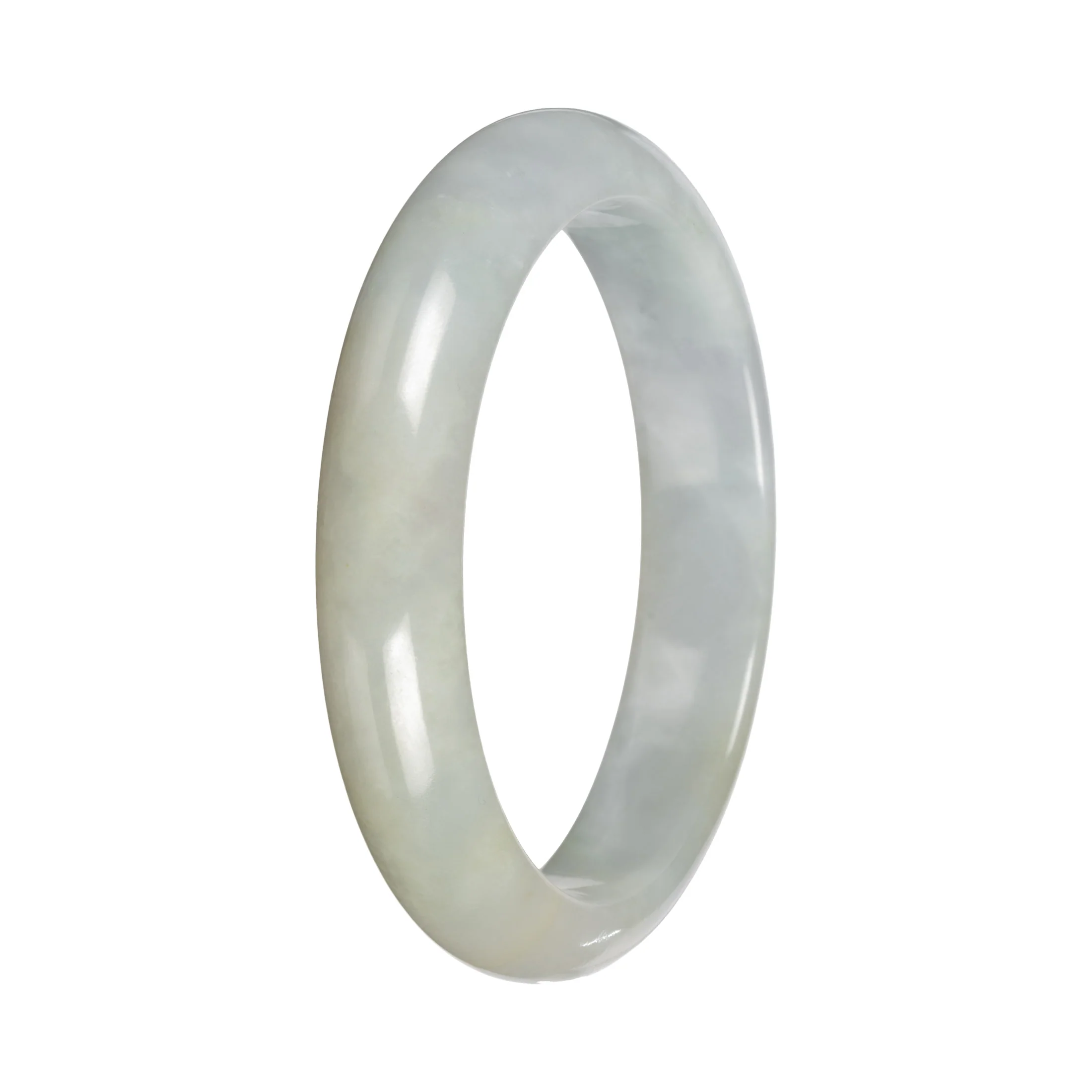 Grade A Pale Green Jadeite Bangle - 55mm Half Moon