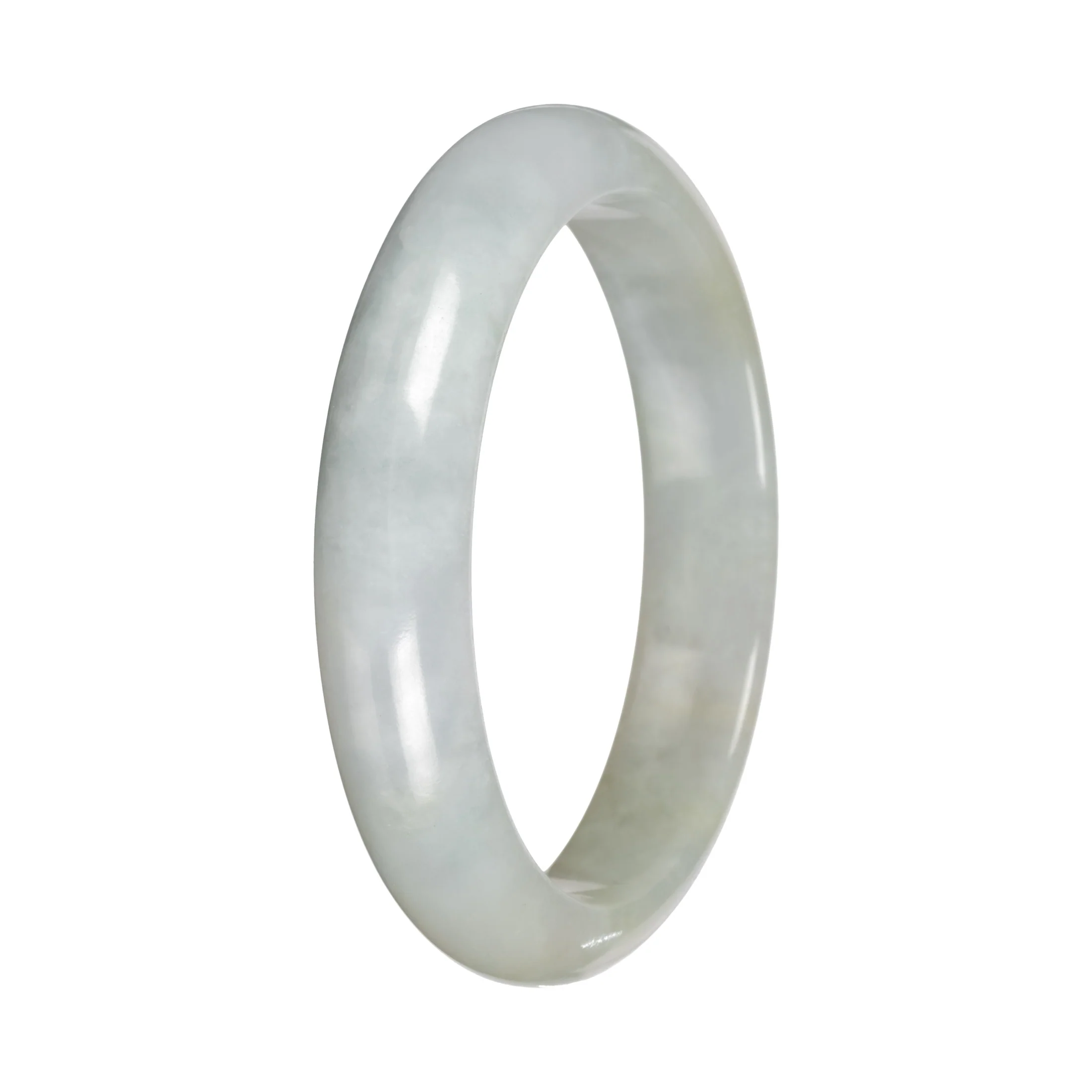 Grade A Pale Green Jadeite Bangle - 55mm Half Moon - Image 2