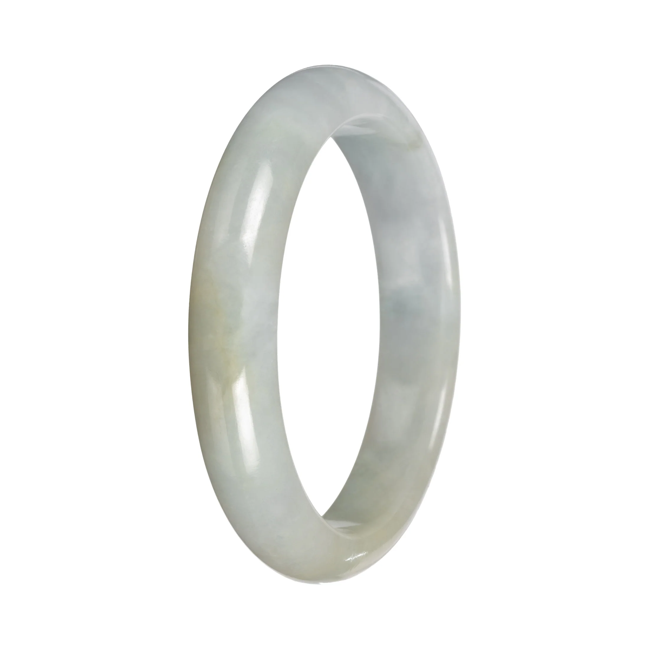 Grade A Pale Green Jadeite Bangle - 55mm Half Moon - Image 3