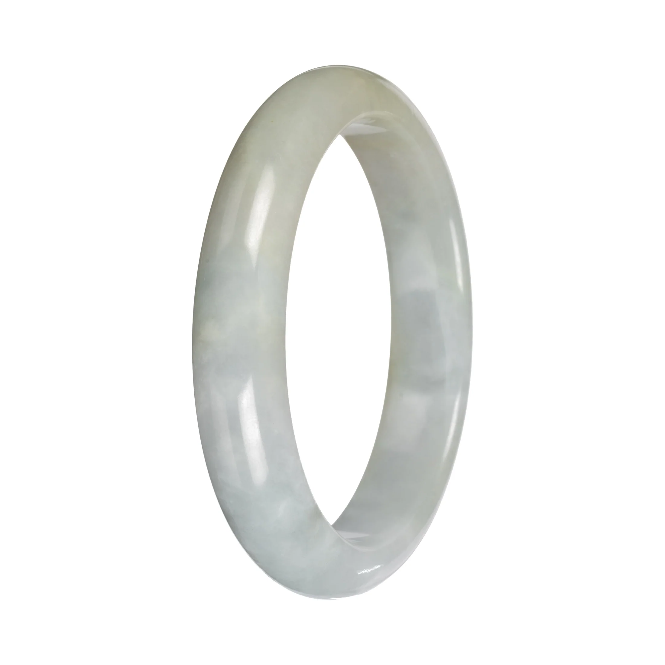 Grade A Pale Green Jadeite Bangle - 55mm Half Moon - Image 4