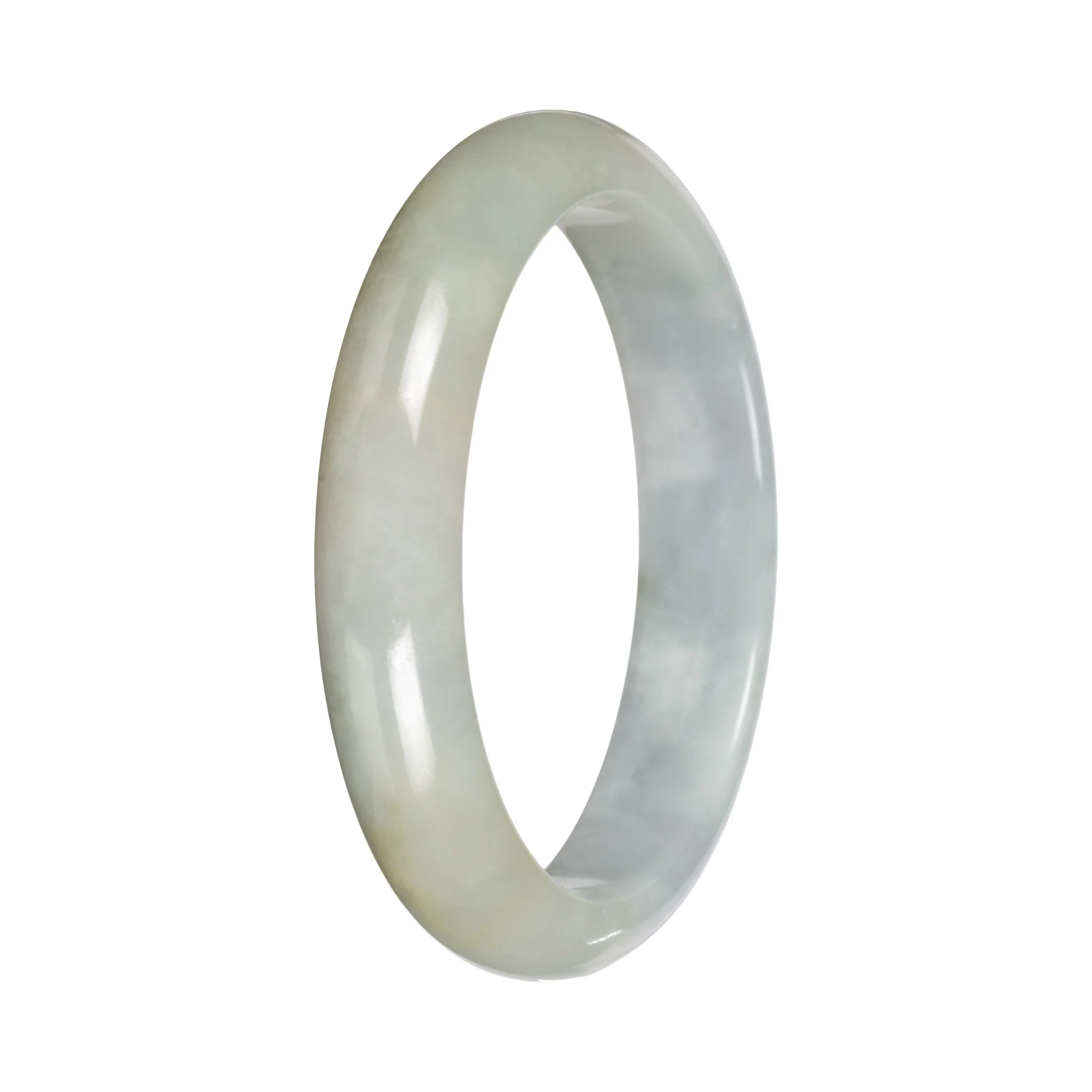 Grade A Pale Green Jadeite Bangle - 55mm Half Moon - Image 5