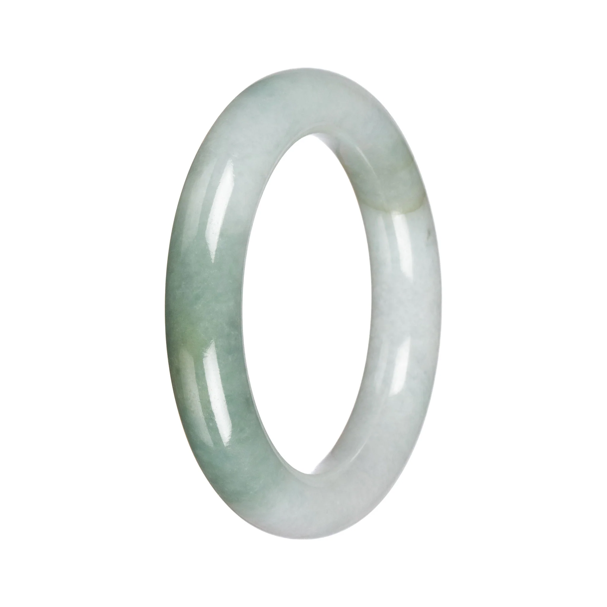 Grade A Pale Green with Green Burmese Jade Bangle - 57mm Round - Image 2