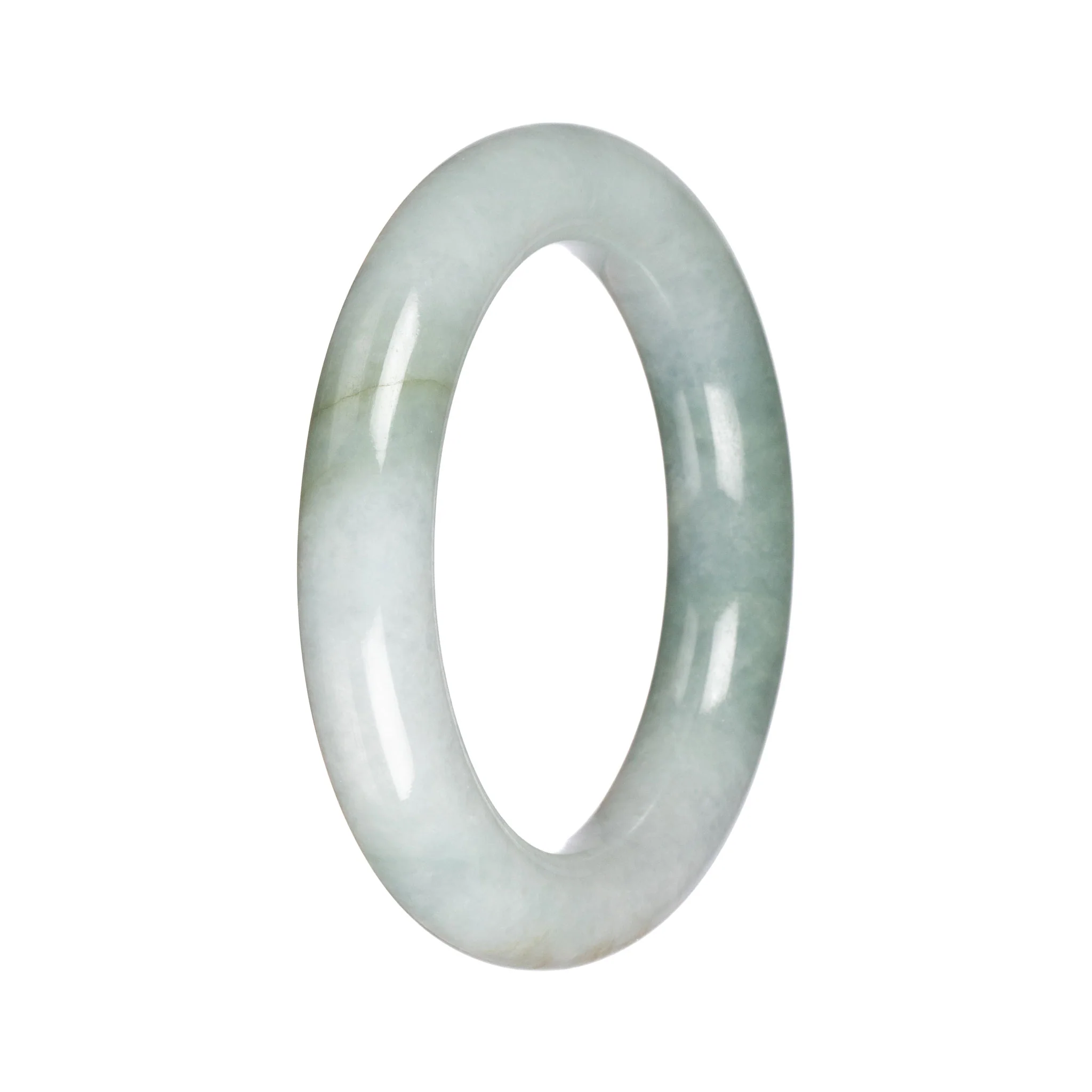 Grade A Pale Green with Green Burmese Jade Bangle - 57mm Round - Image 3