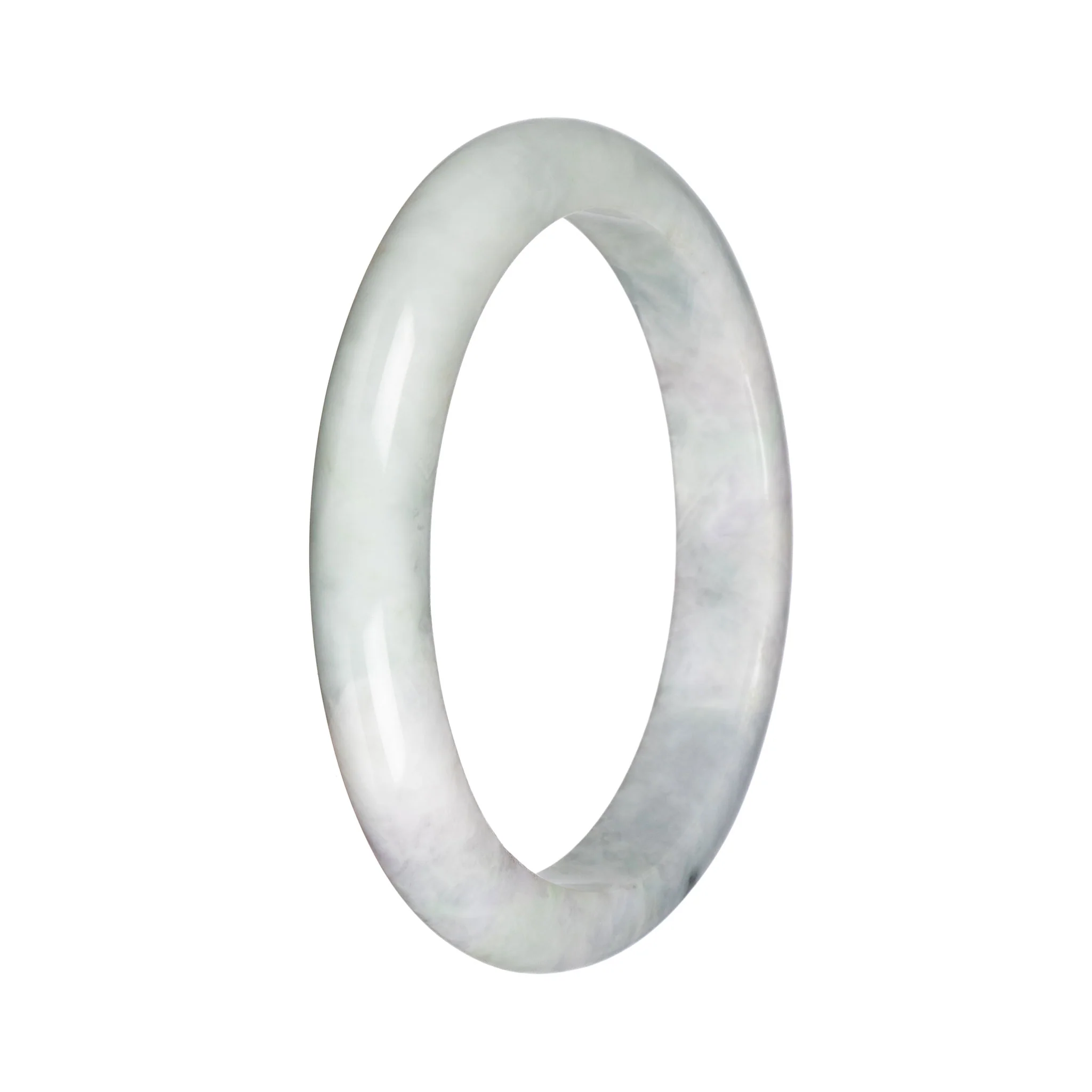 Grade A Pale Green with Pale Lavender Burmese Jade Bangle - 67mm Semi Round - Image 3