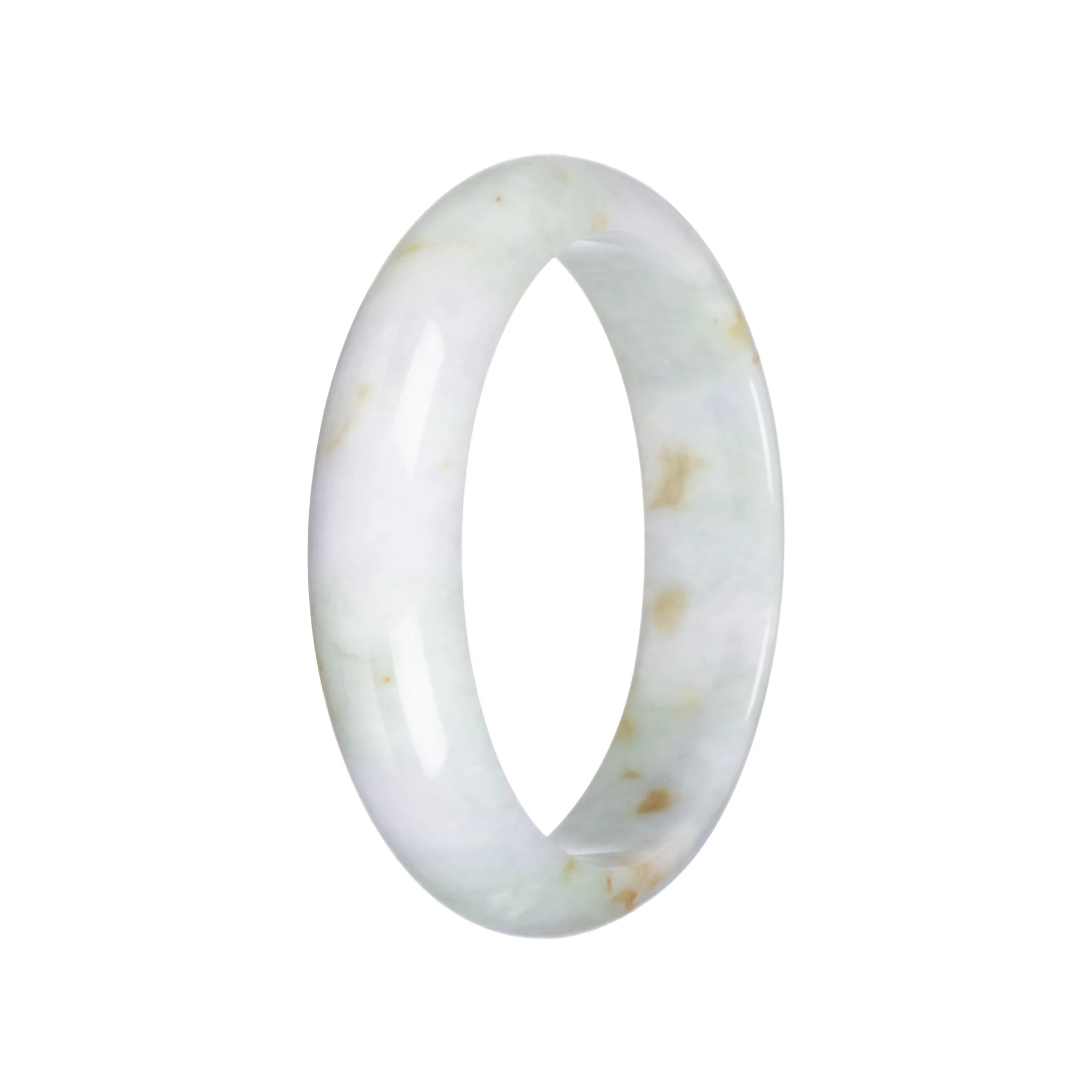 Grade A Pale Green with Pale Lavender Burmese Jade Bangle - 60mm Half Moon - Image 2