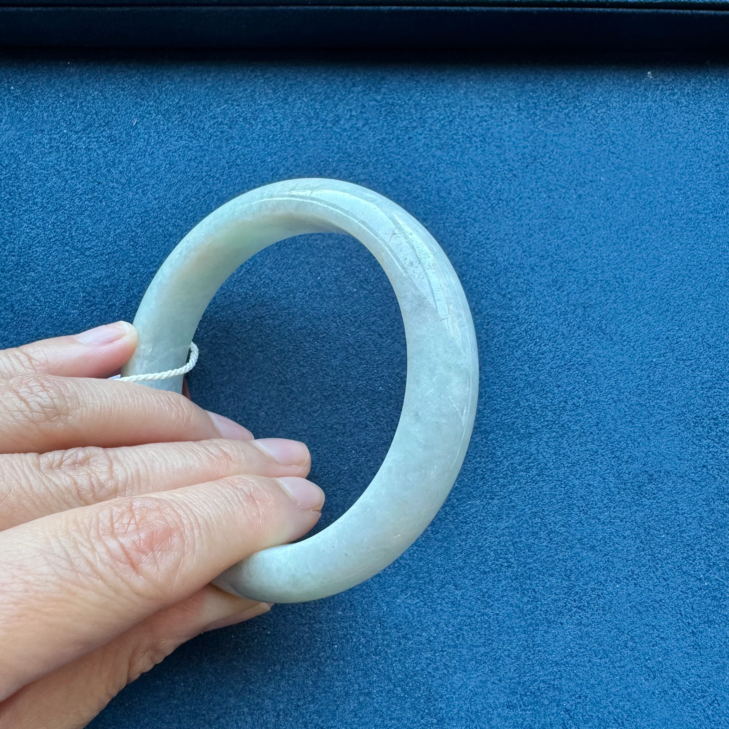 Grade A White Jadeite Jade Bangle Bracelet - 58mm Half Moon - Image 6