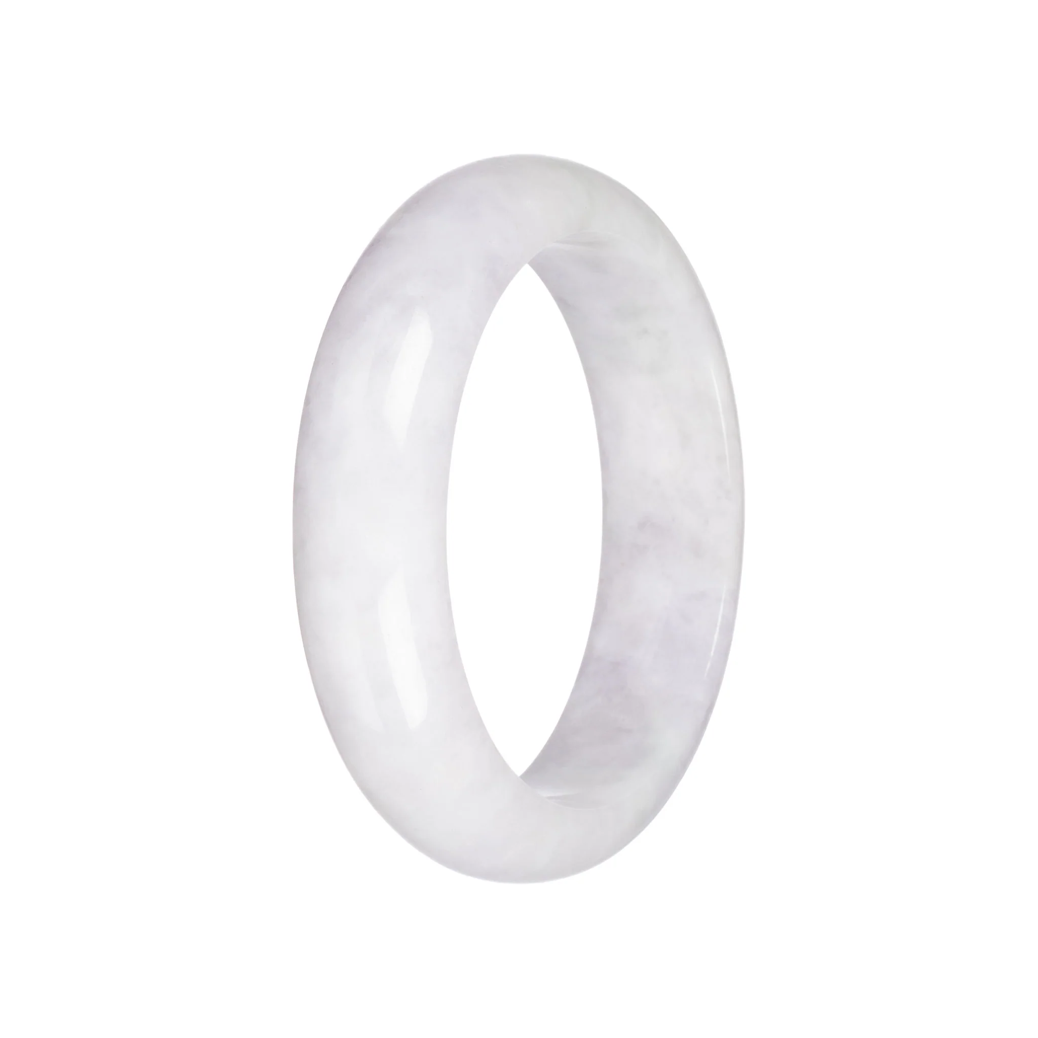 Grade A White with Green Jadeite Jade Bangle - 58mm Half Moon - Image 3