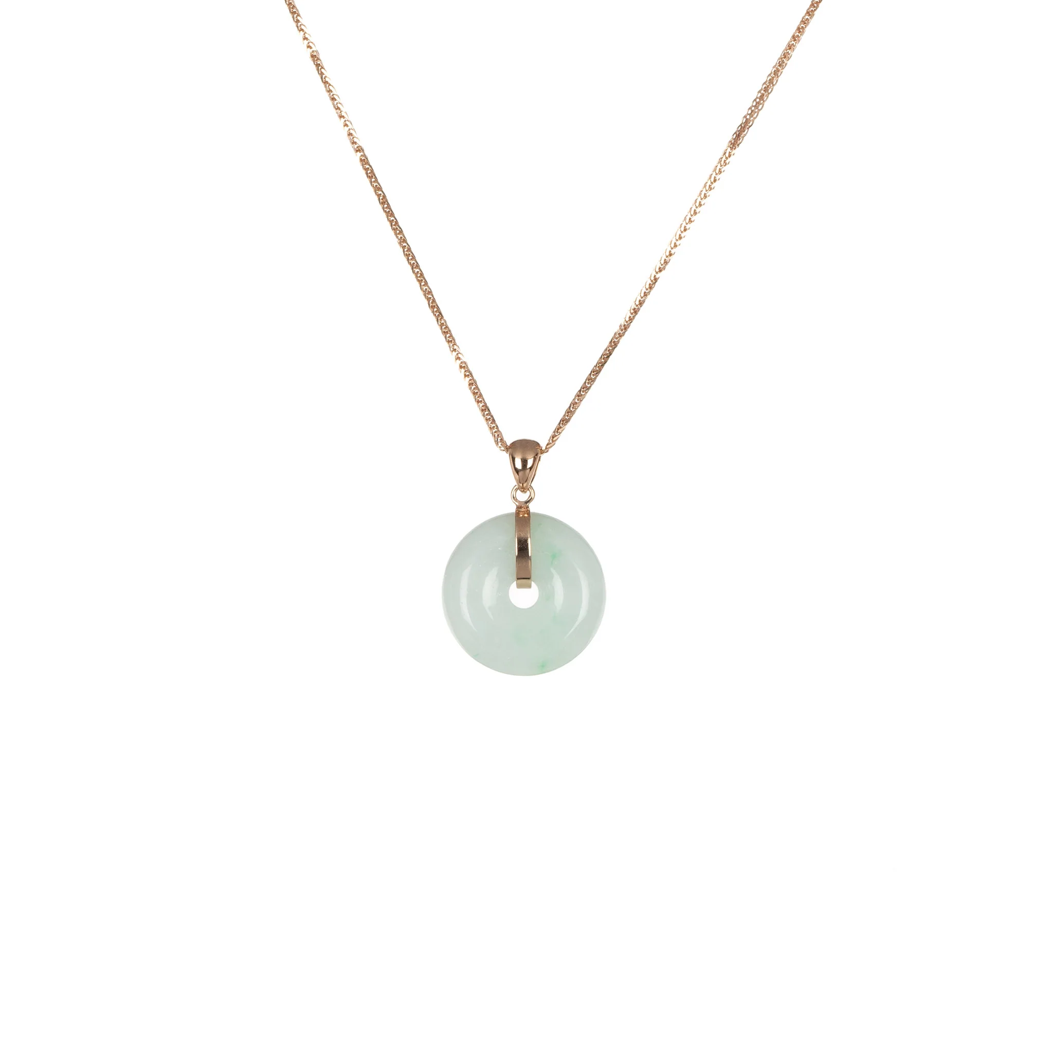 Grade A White with Green Specks Jade Pendant - Kandy Donut