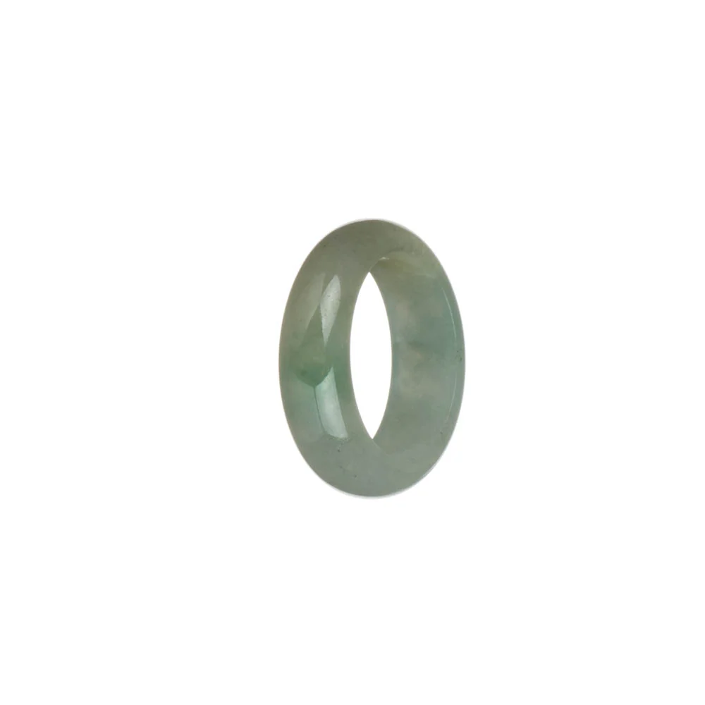 Genuine Green and White Burmese Jade Ring - US 9 - Image 2