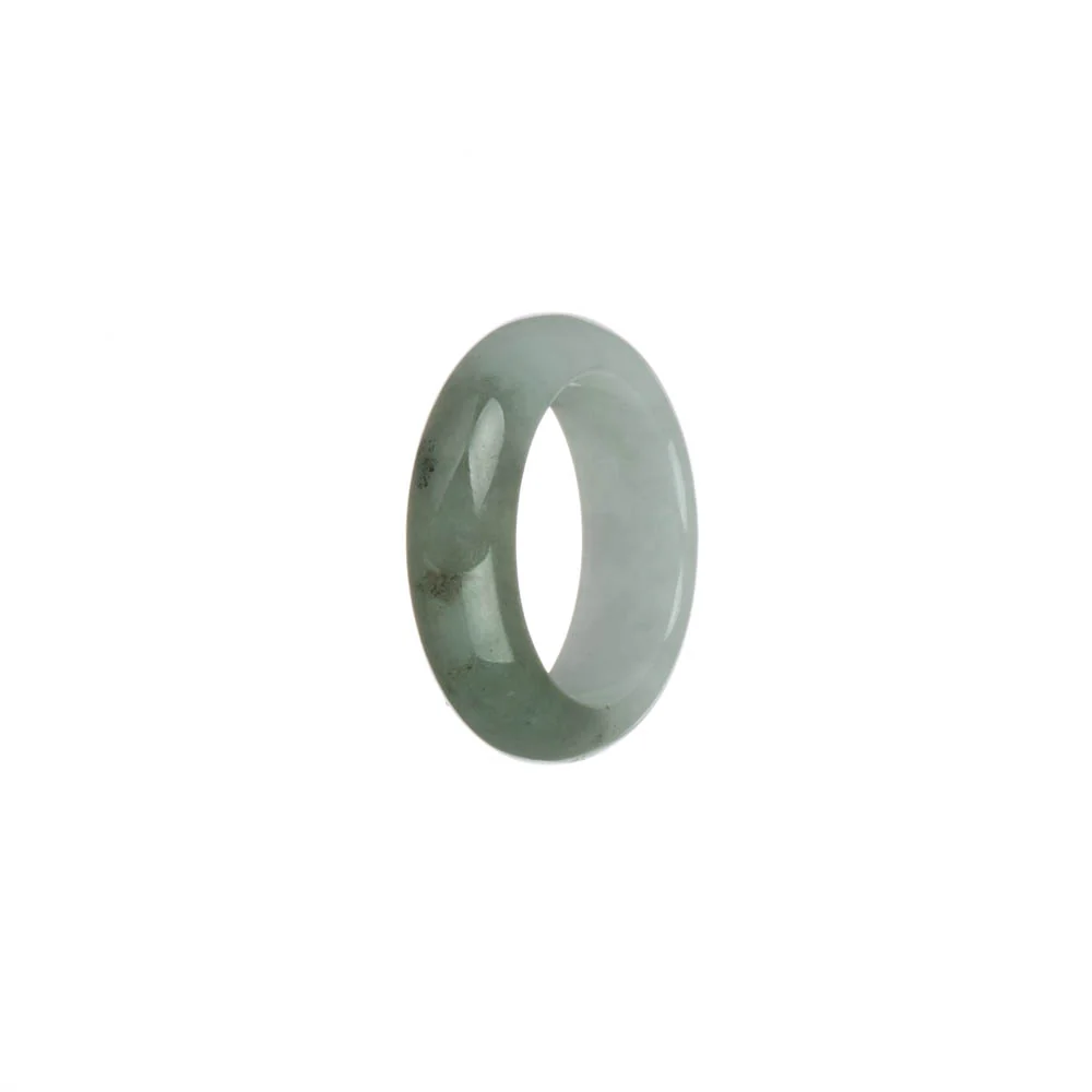 Real Green and White Burmese Jade Band - US 9.5