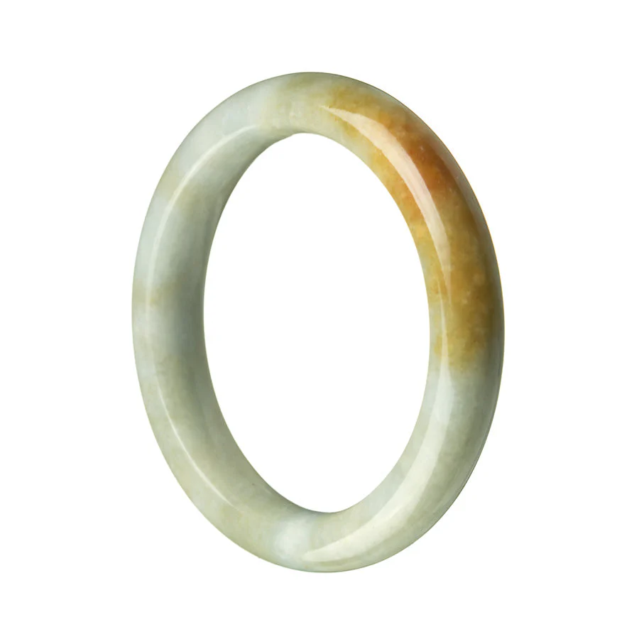 Genuine Natural Green Brown Jadeite Jade Bangle - 56mm Semi Round