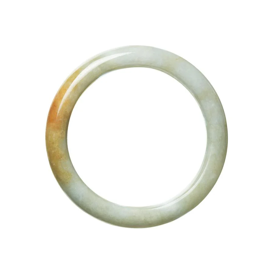 Genuine Natural Green Brown Jadeite Jade Bangle - 56mm Semi Round - Image 2