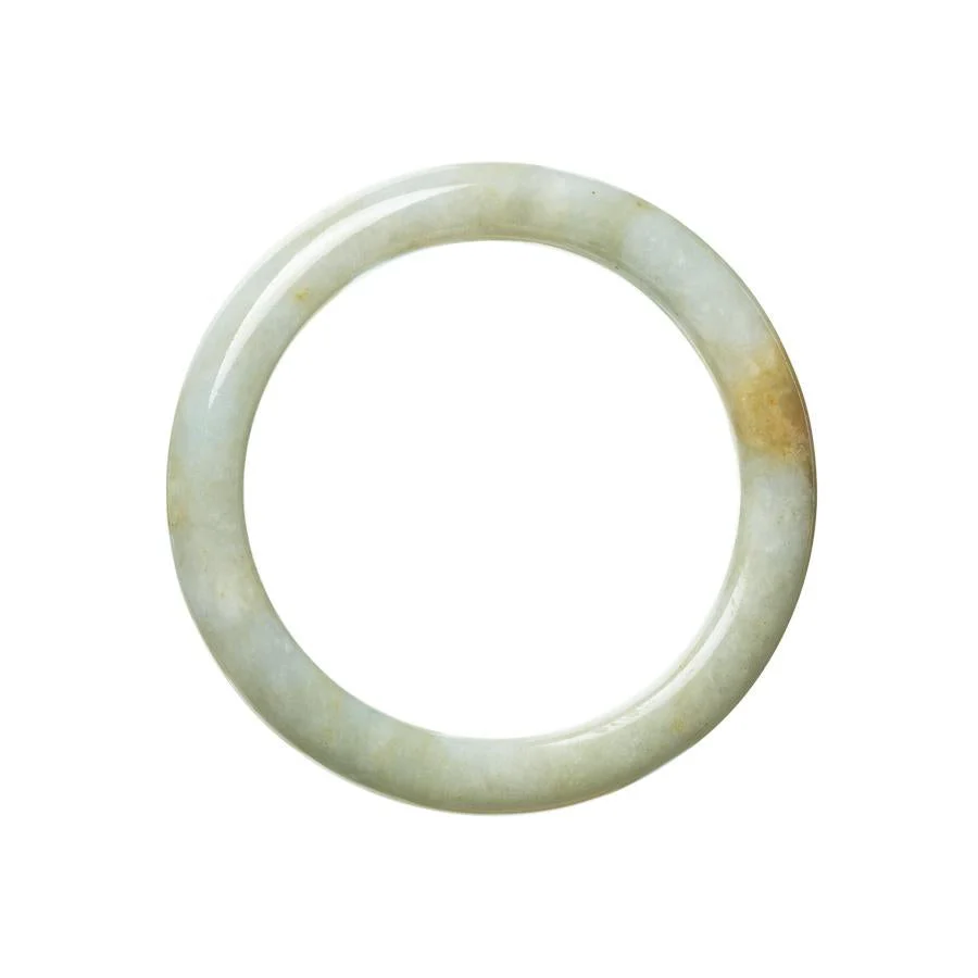 Genuine Natural Green Brown Jadeite Jade Bangle - 56mm Semi Round - Image 3