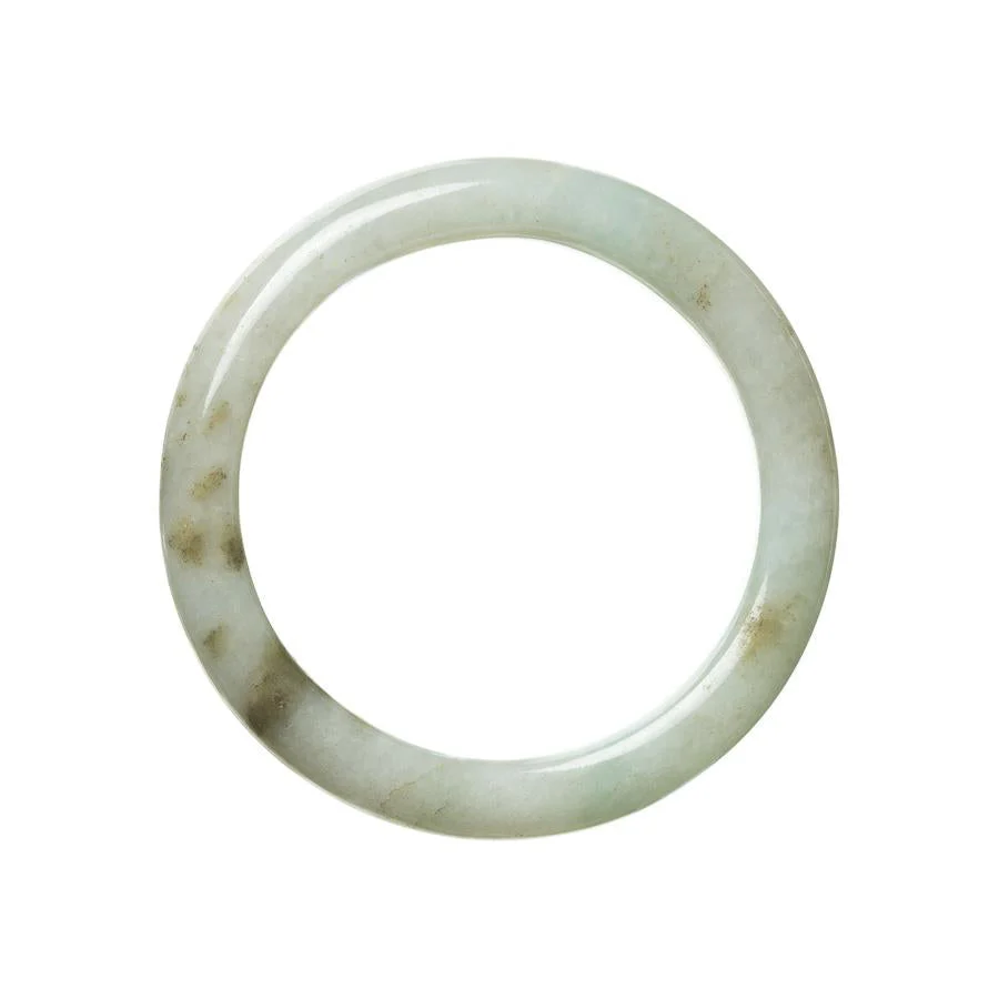 Certified Grade A Green Brown Burmese Jade Bangle - 57mm Semi Round - Image 2