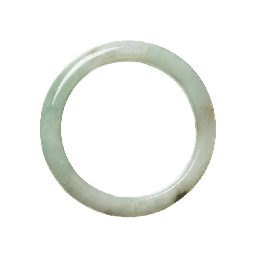 Certified Grade A Green Brown Burmese Jade Bangle - 57mm Semi Round - Image 3