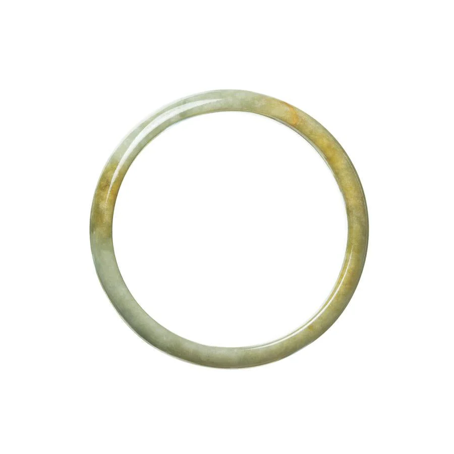 Real Natural Green Brown Burma Jade Bangle Bracelet - 56mm Half Moon - Image 2