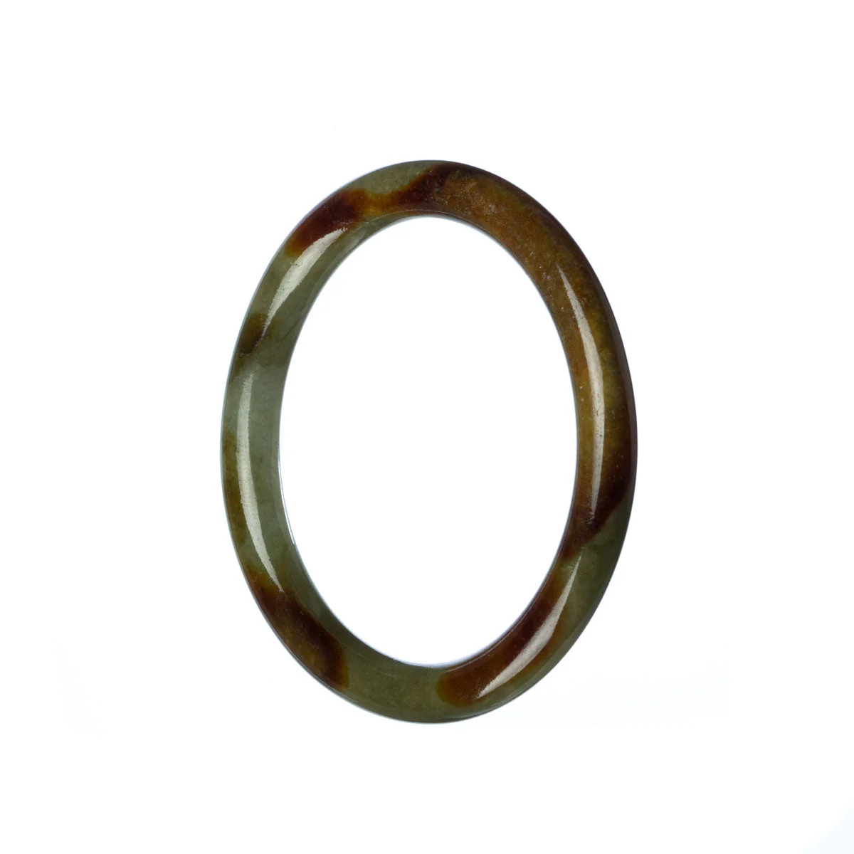 Certified Untreated Green Brown Jade Bangle Bracelet - 52mm Petite