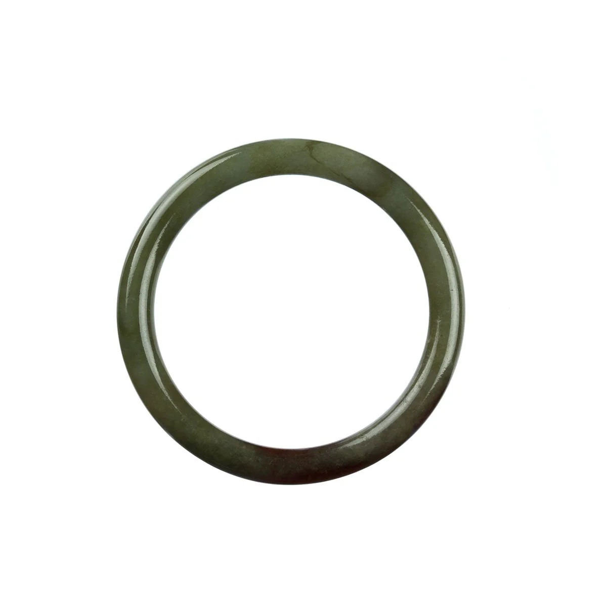 Certified Untreated Green Brown Jade Bangle Bracelet - 52mm Petite - Image 3
