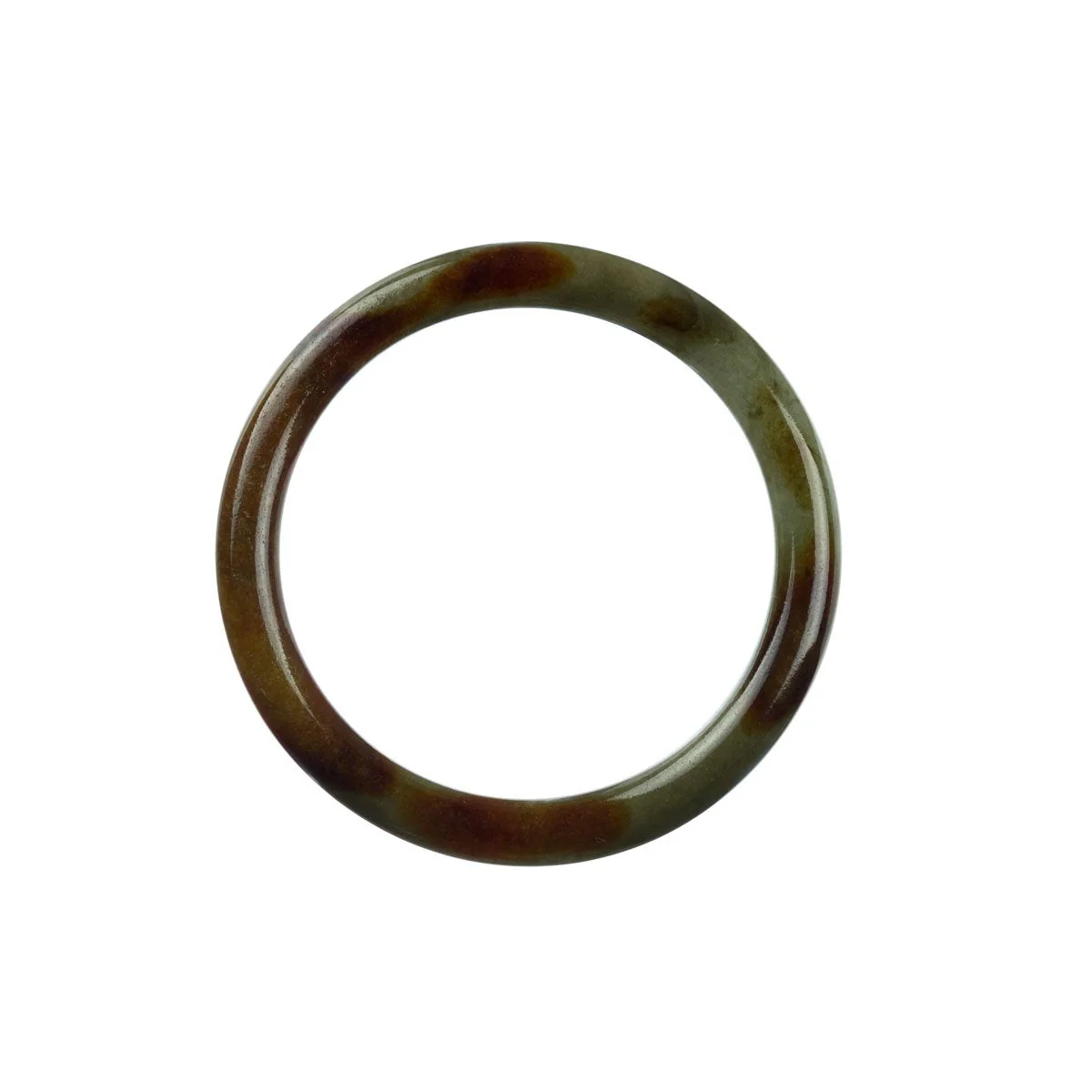 Certified Untreated Green Brown Jade Bangle Bracelet - 52mm Petite - Image 4