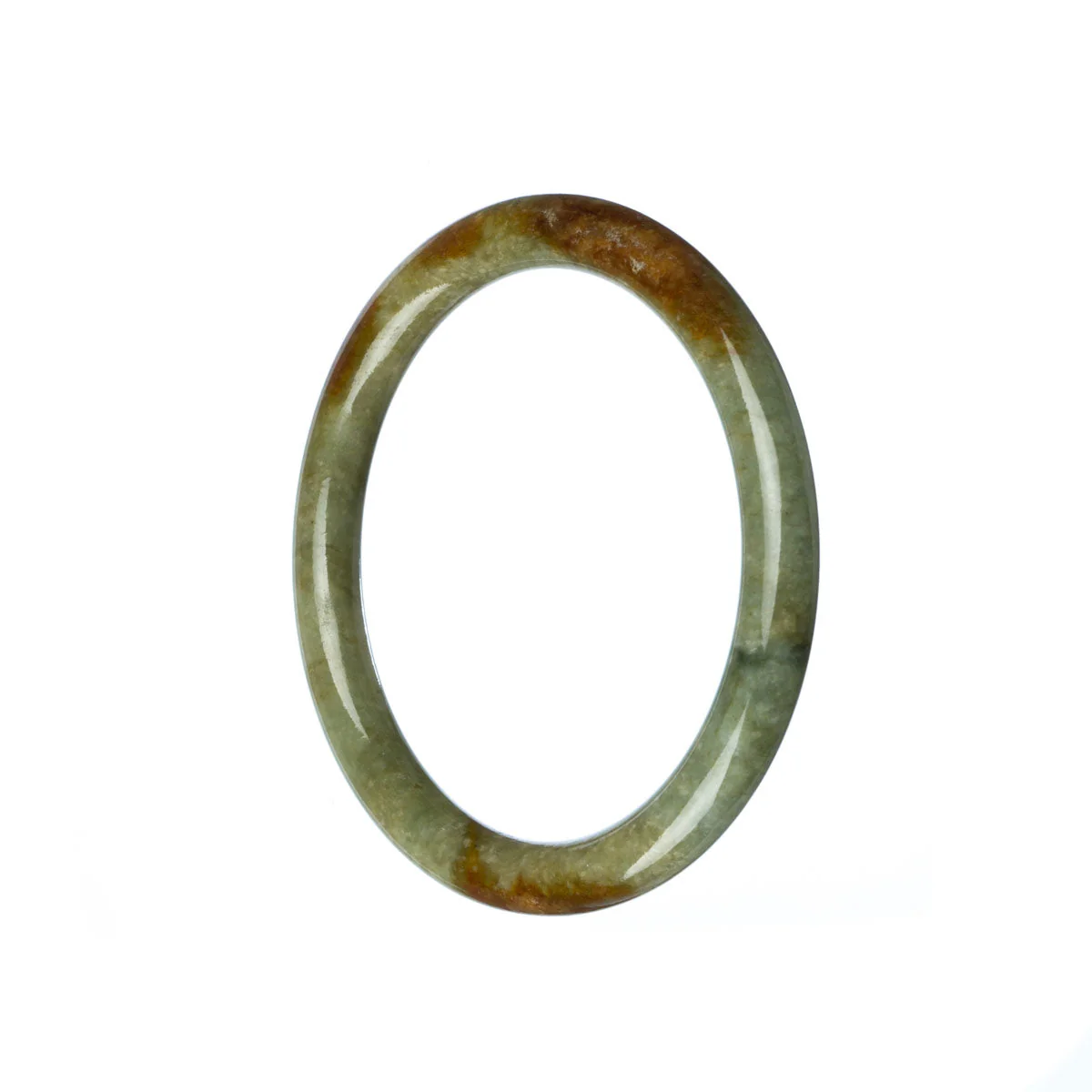 Certified Grade A Green Brown Burma Jade Bangle - 52mm Petite