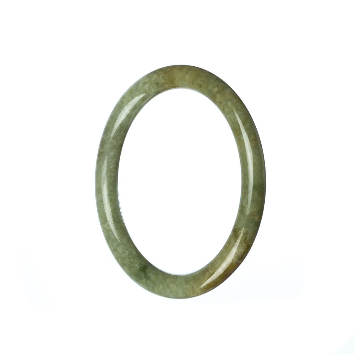 Certified Grade A Green Brown Burma Jade Bangle - 52mm Petite - Image 2