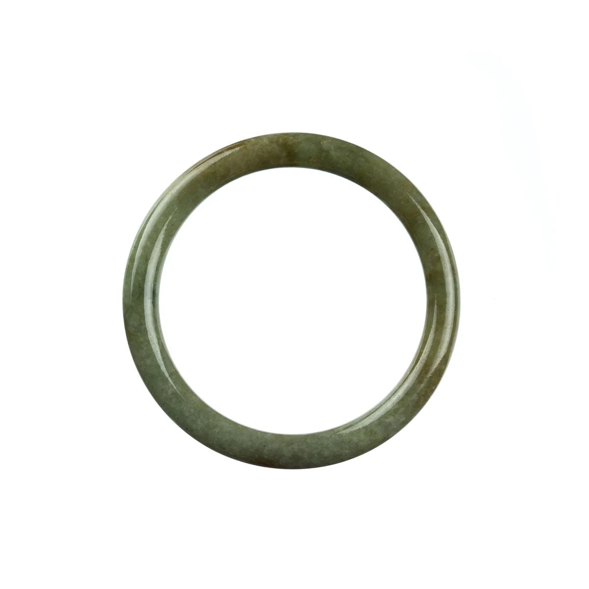 Certified Grade A Green Brown Burma Jade Bangle - 52mm Petite - Image 4