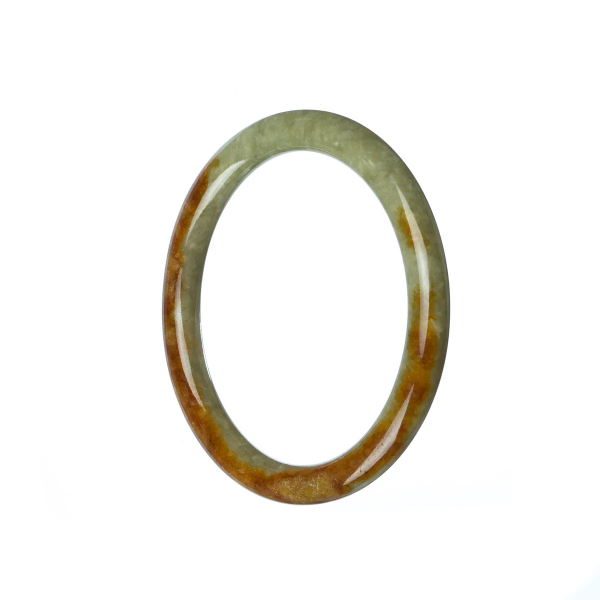 Genuine Untreated Green Brown Jadeite Jade Bangle - 52mm Petite