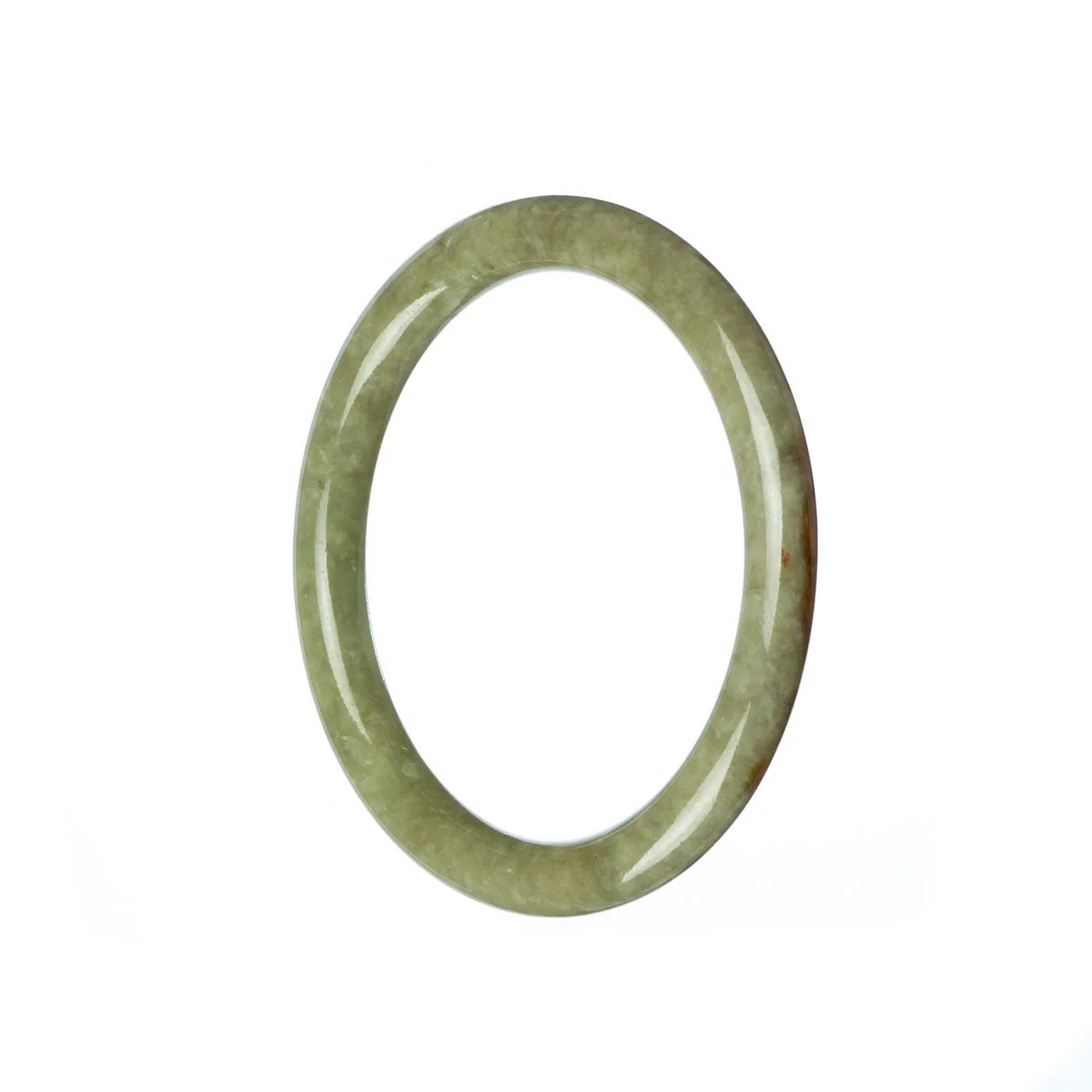Genuine Untreated Green Brown Jadeite Jade Bangle - 52mm Petite - Image 2