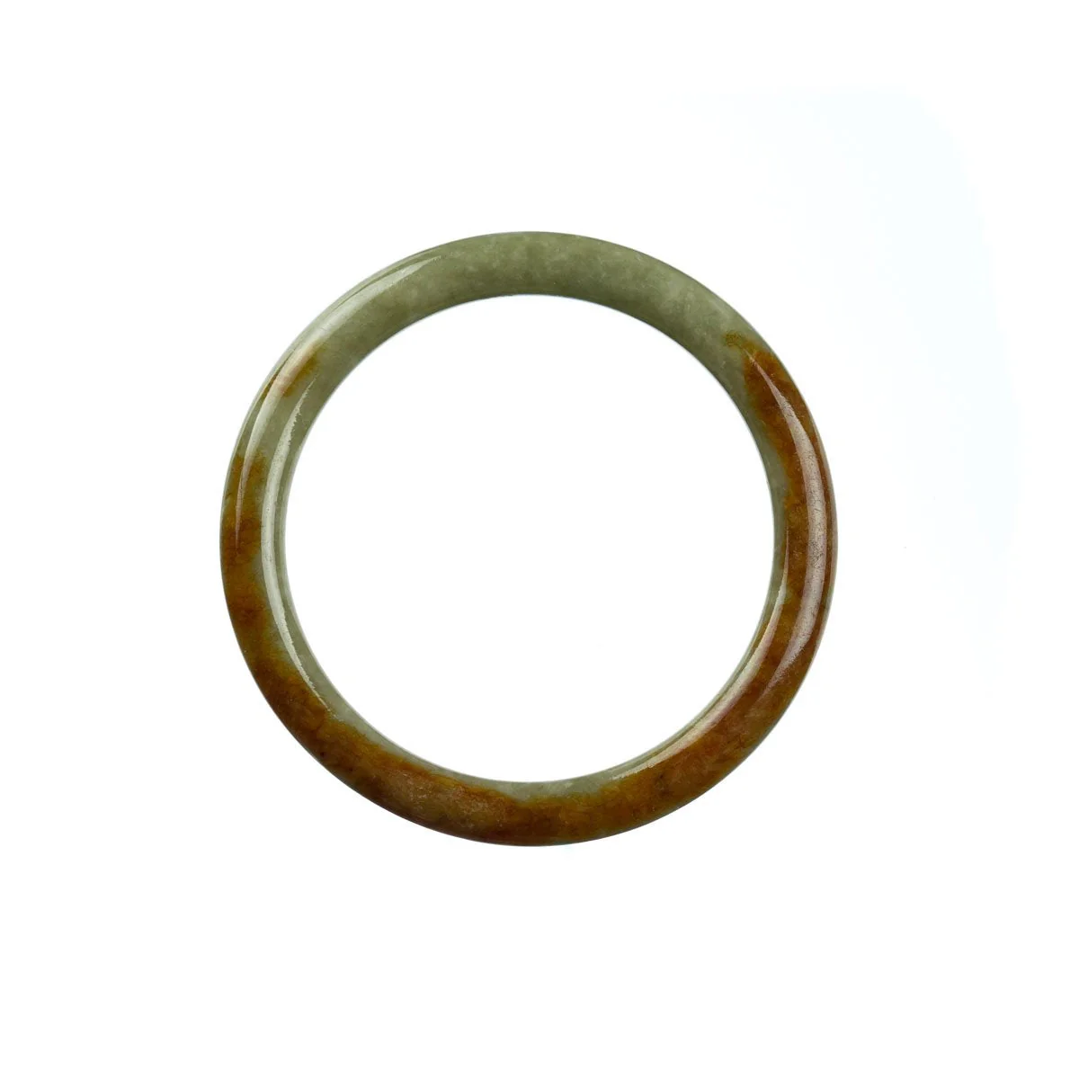 Genuine Untreated Green Brown Jadeite Jade Bangle - 52mm Petite - Image 3