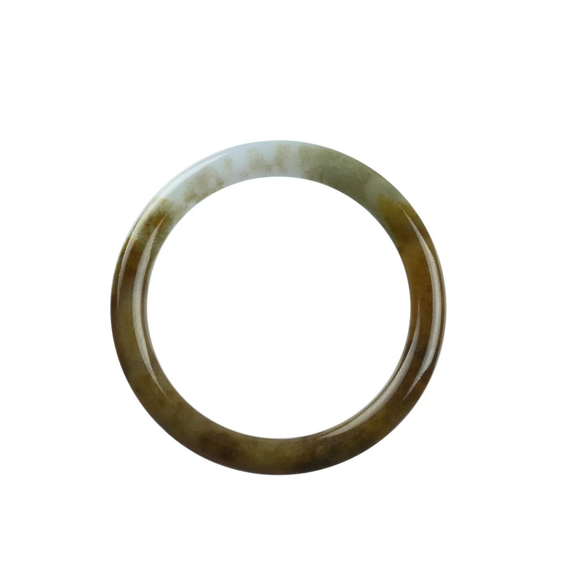 Genuine Natural Green Brown Jadeite Bracelet - 52mm Petite - Image 3