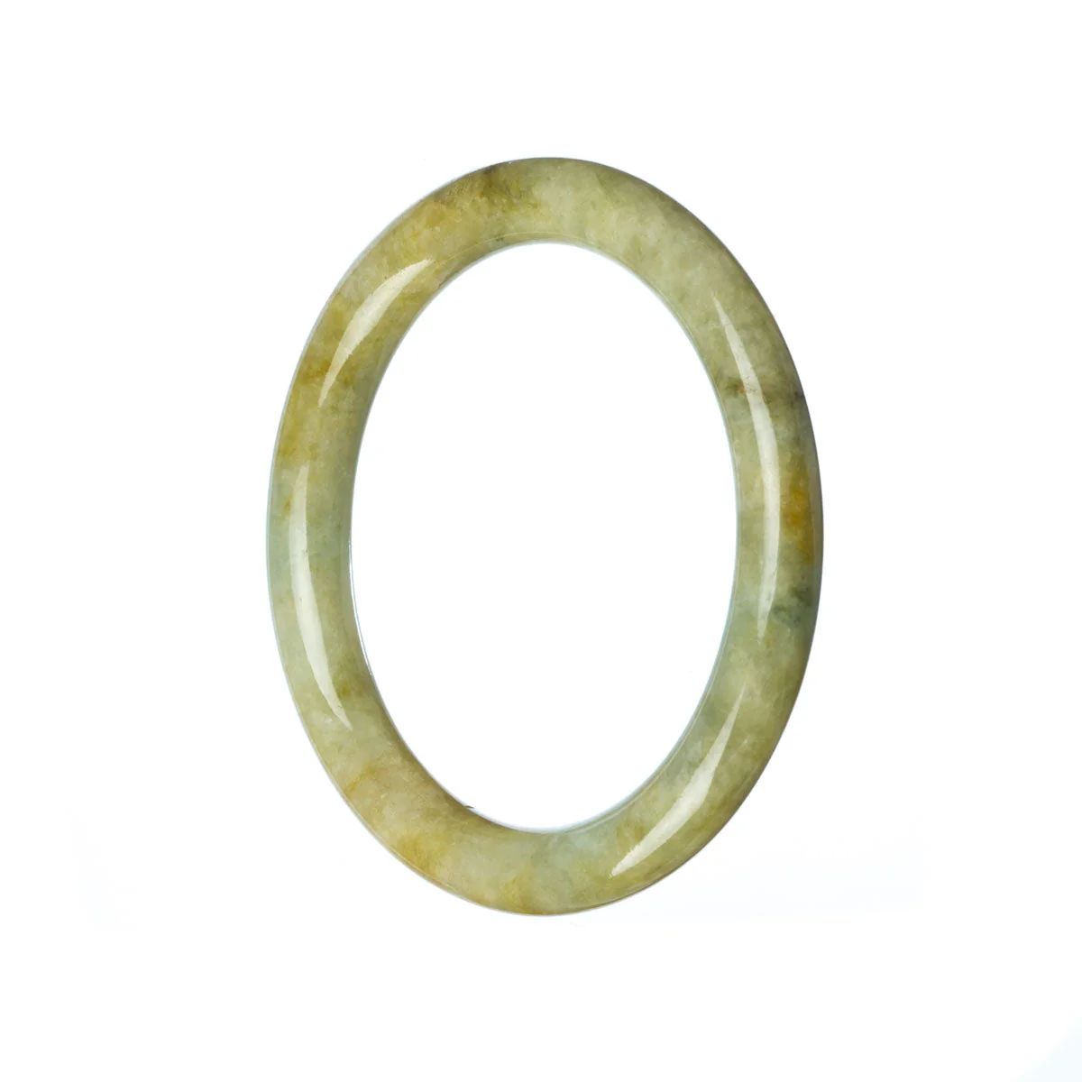 Genuine Grade A Green Brown Jade Bangle - 54mm Petite