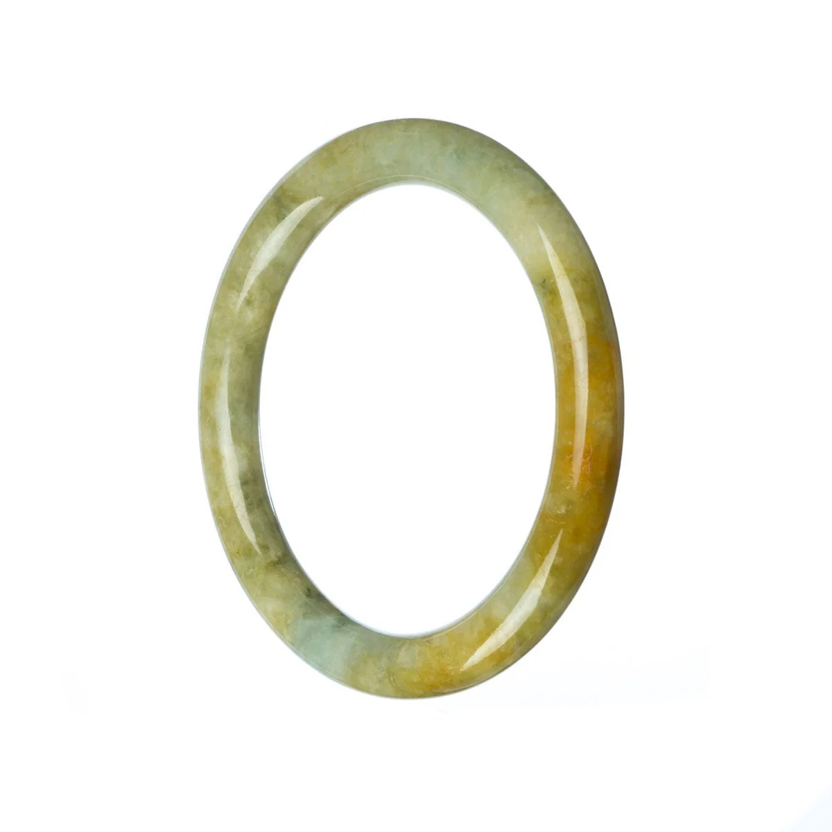Genuine Grade A Green Brown Jade Bangle - 54mm Petite - Image 2