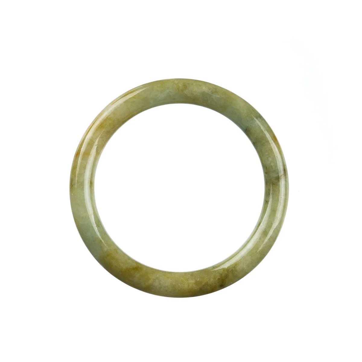 Genuine Grade A Green Brown Jade Bangle - 54mm Petite - Image 3