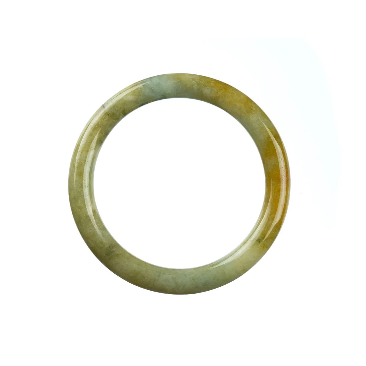 Genuine Grade A Green Brown Jade Bangle - 54mm Petite - Image 4
