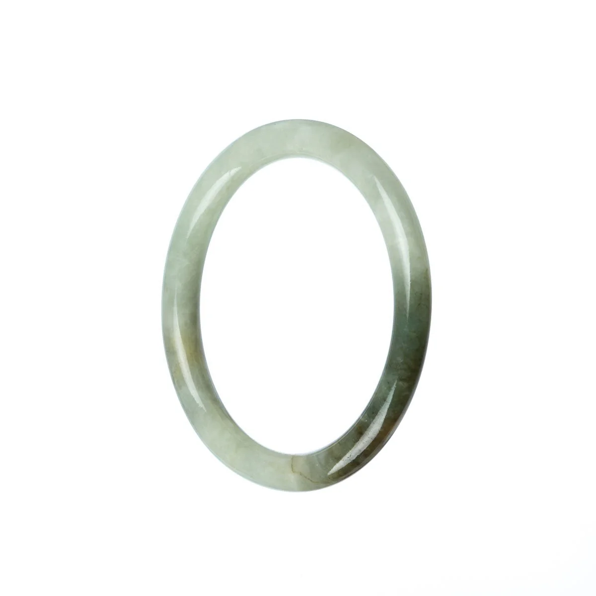 Genuine Grade A Green Brown Burma Jade Bangle Bracelet - 53mm Petite - Image 2