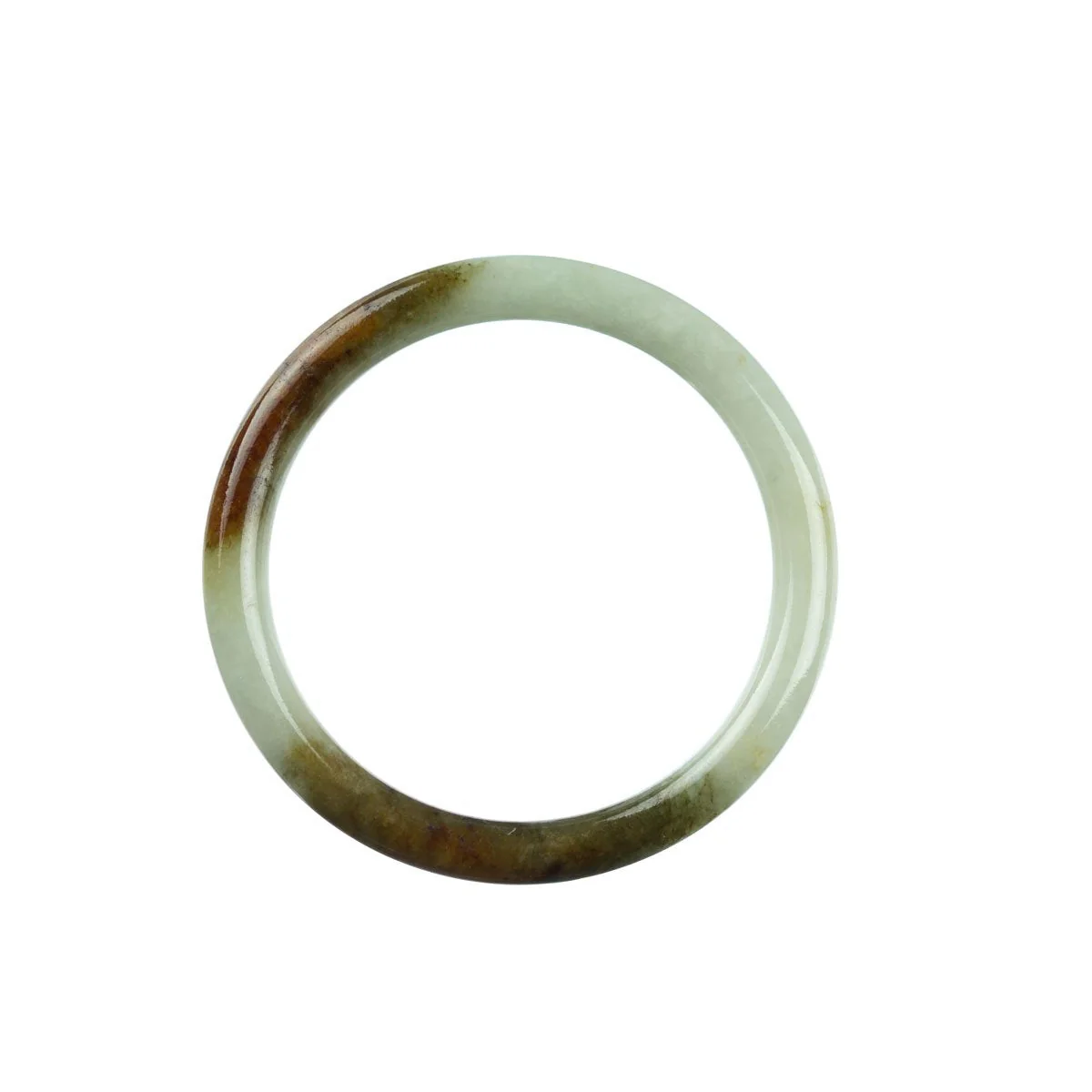 Genuine Grade A Green Brown Burma Jade Bangle Bracelet - 53mm Petite - Image 4