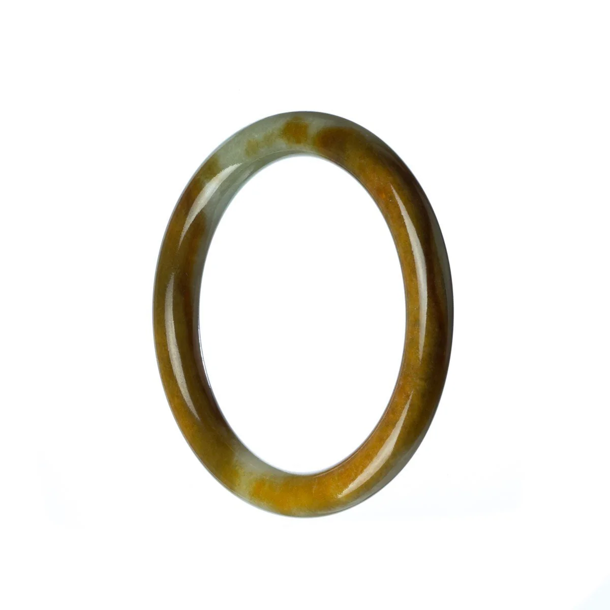 Real Grade A Green Brown Jade Bracelet - 51mm Petite - Image 2