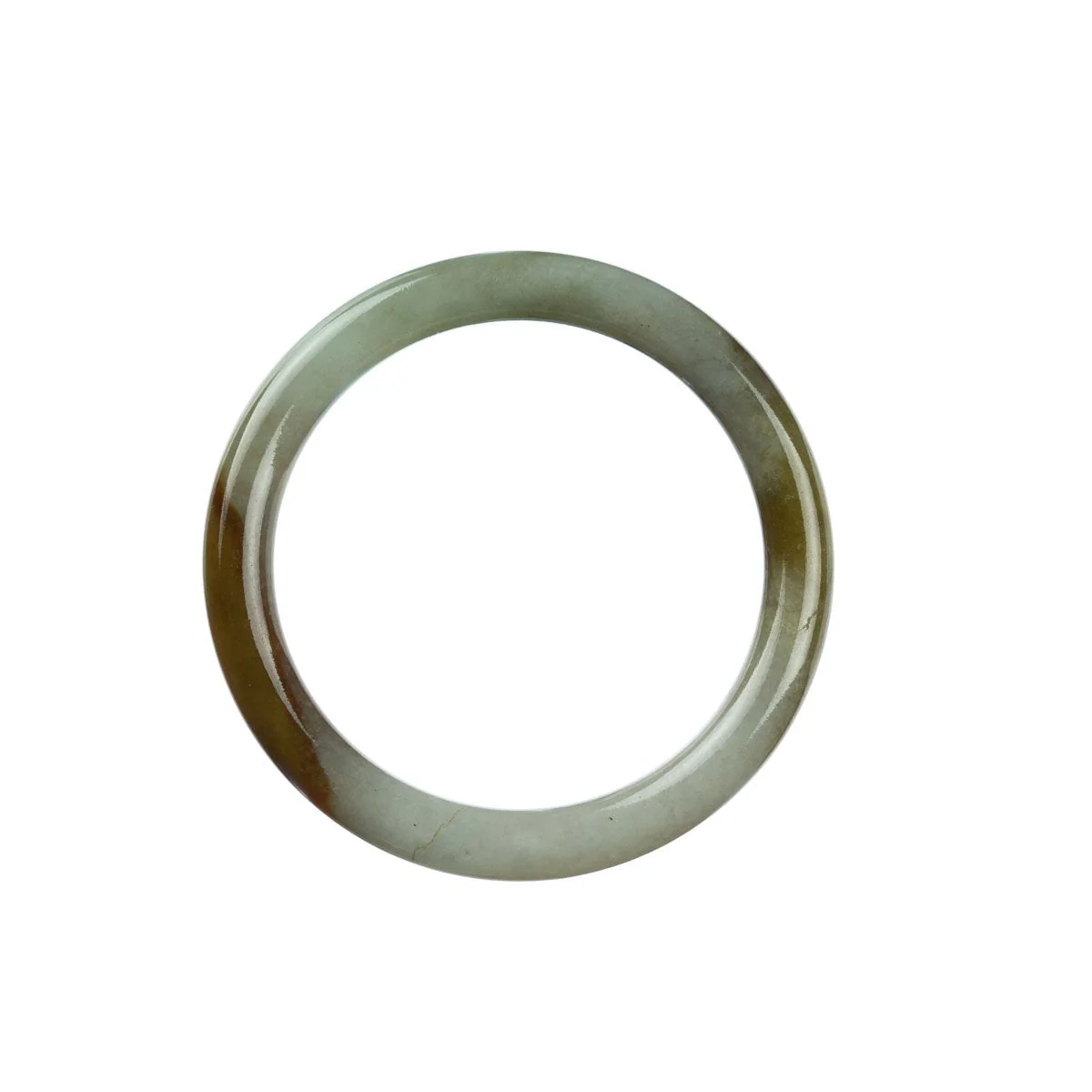 Real Grade A Green Brown Jade Bracelet - 51mm Petite - Image 3