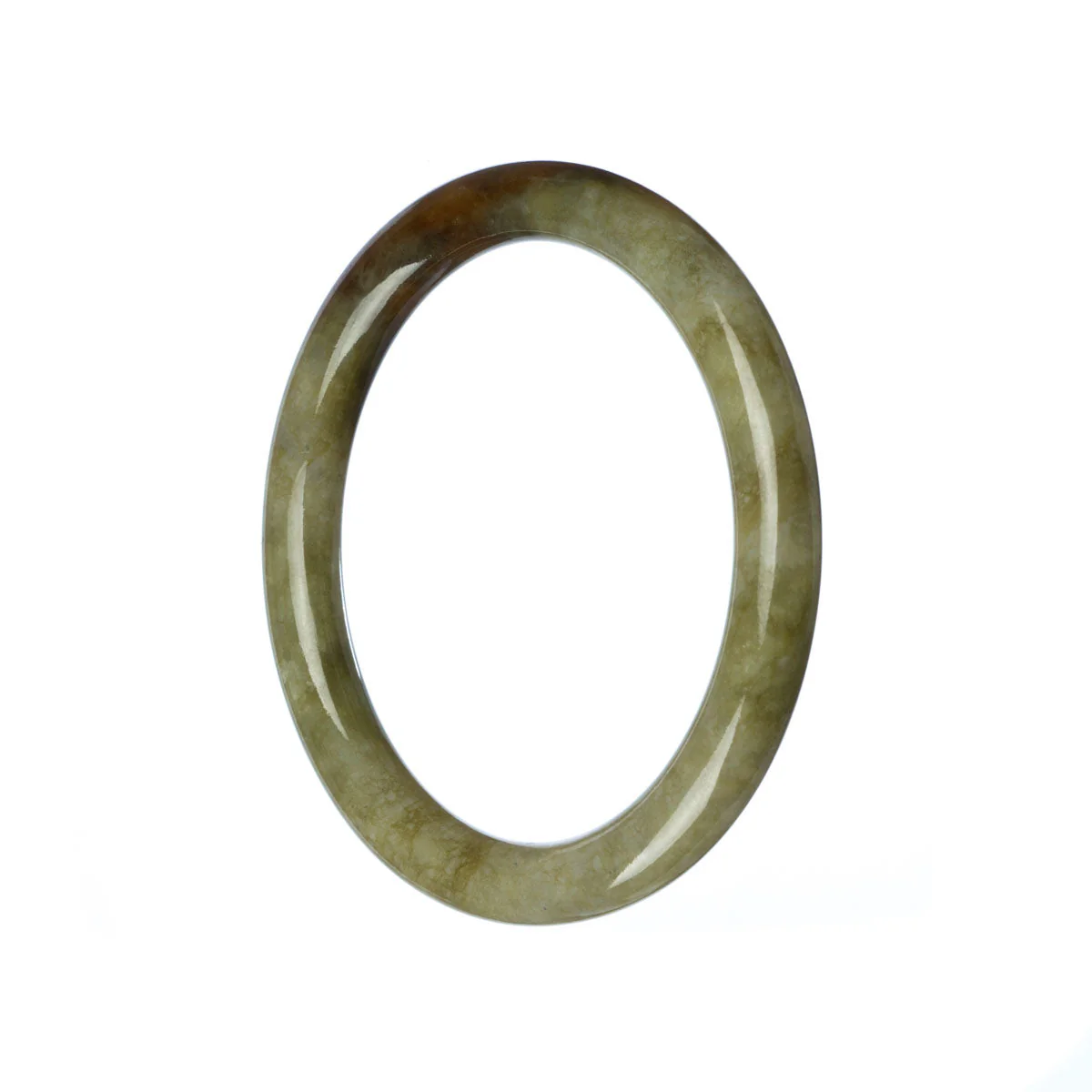 Genuine Untreated Green Brown Jadeite Jade Bangle Bracelet - 55mm Petite