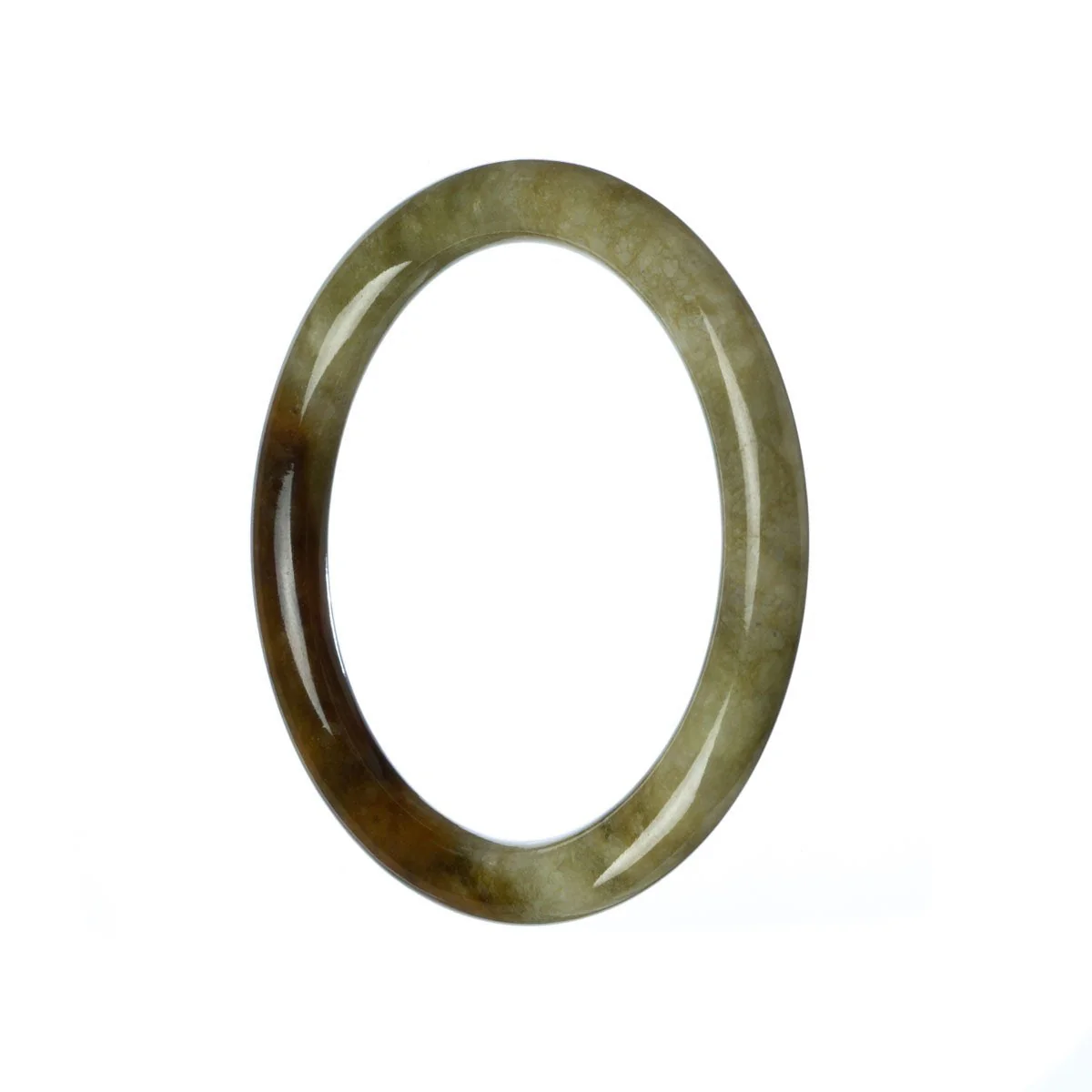Genuine Untreated Green Brown Jadeite Jade Bangle Bracelet - 55mm Petite - Image 2