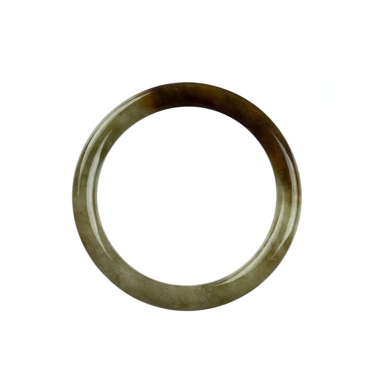 Genuine Untreated Green Brown Jadeite Jade Bangle Bracelet - 55mm Petite - Image 3