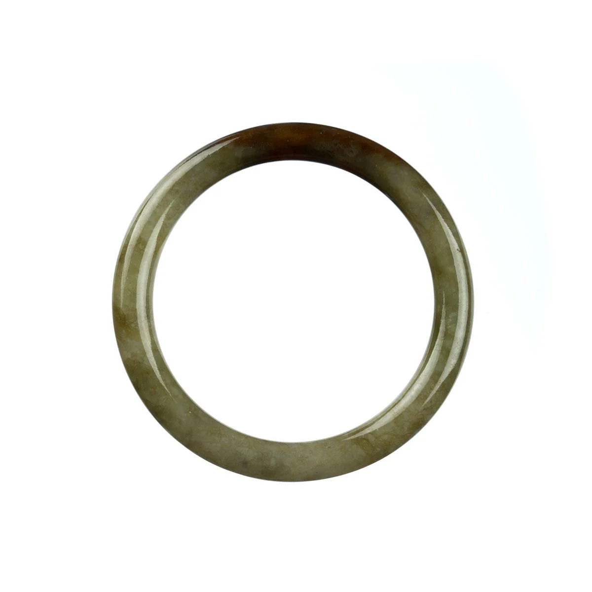 Genuine Untreated Green Brown Jadeite Jade Bangle Bracelet - 55mm Petite - Image 4