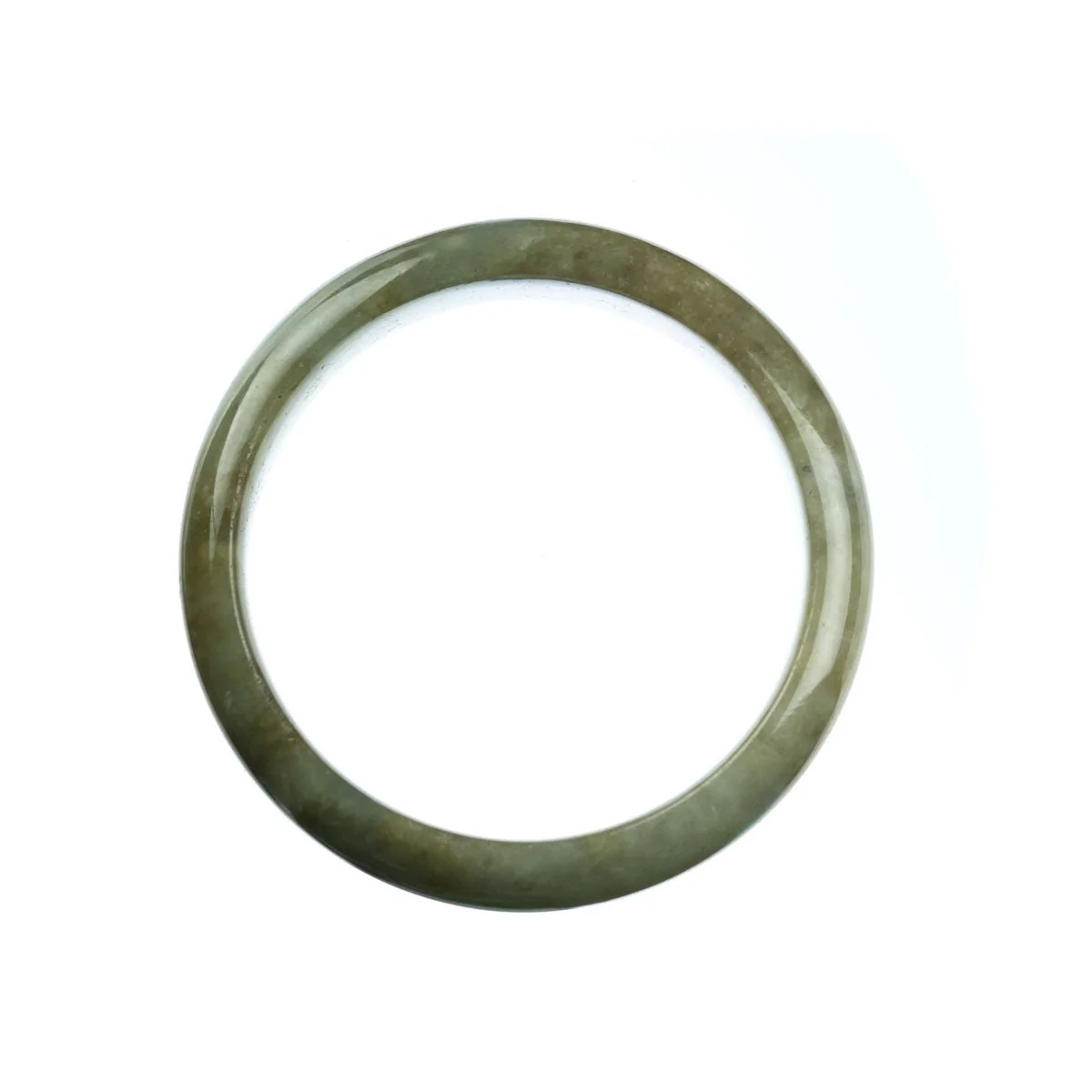 Real Untreated Green Brown Jadeite Bracelet - 58mm Half Moon - Image 3