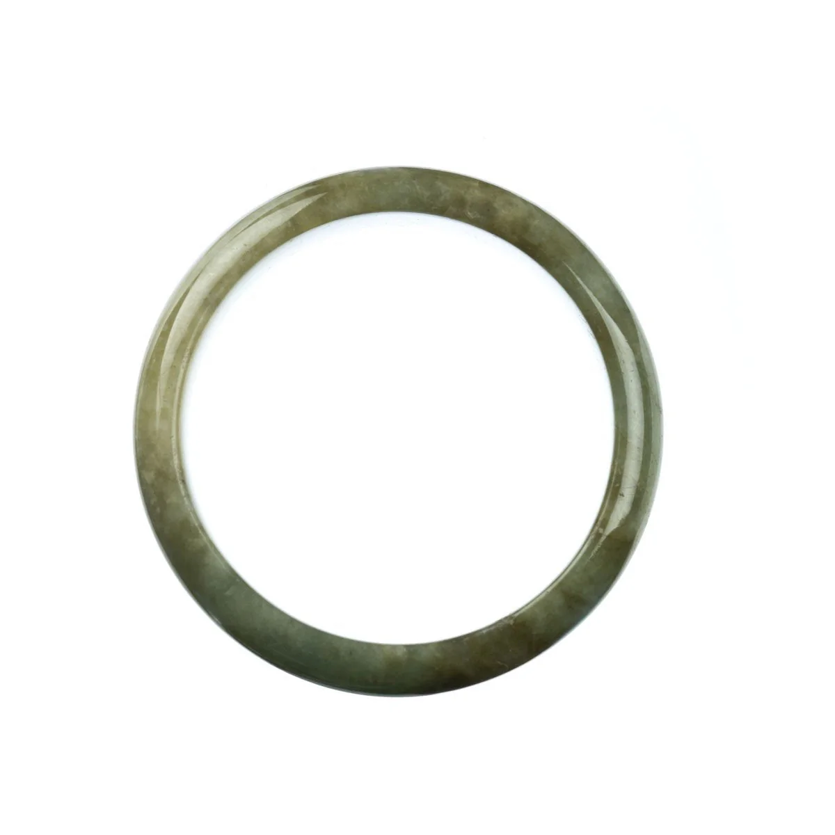 Real Untreated Green Brown Jadeite Bracelet - 58mm Half Moon - Image 4