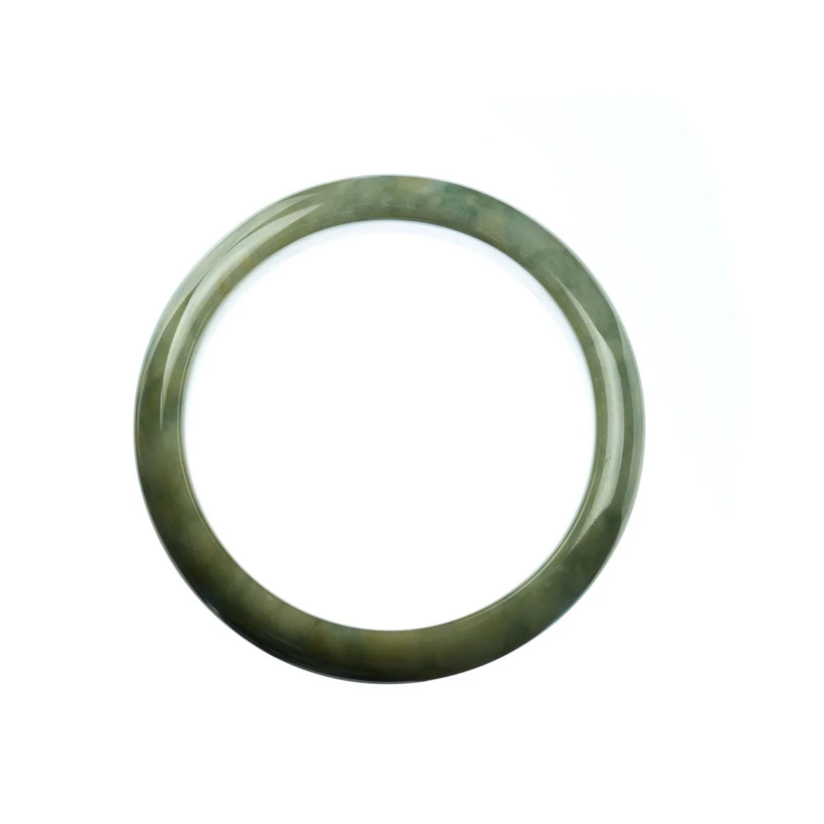 Authentic Type A Green Brown Burma Jade Bangle Bracelet - 56mm Half Moon - Image 4