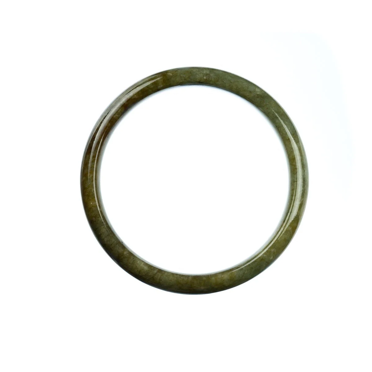 Genuine Natural Green Brown Traditional Jade Bangle - 57mm Half Moon - Image 4