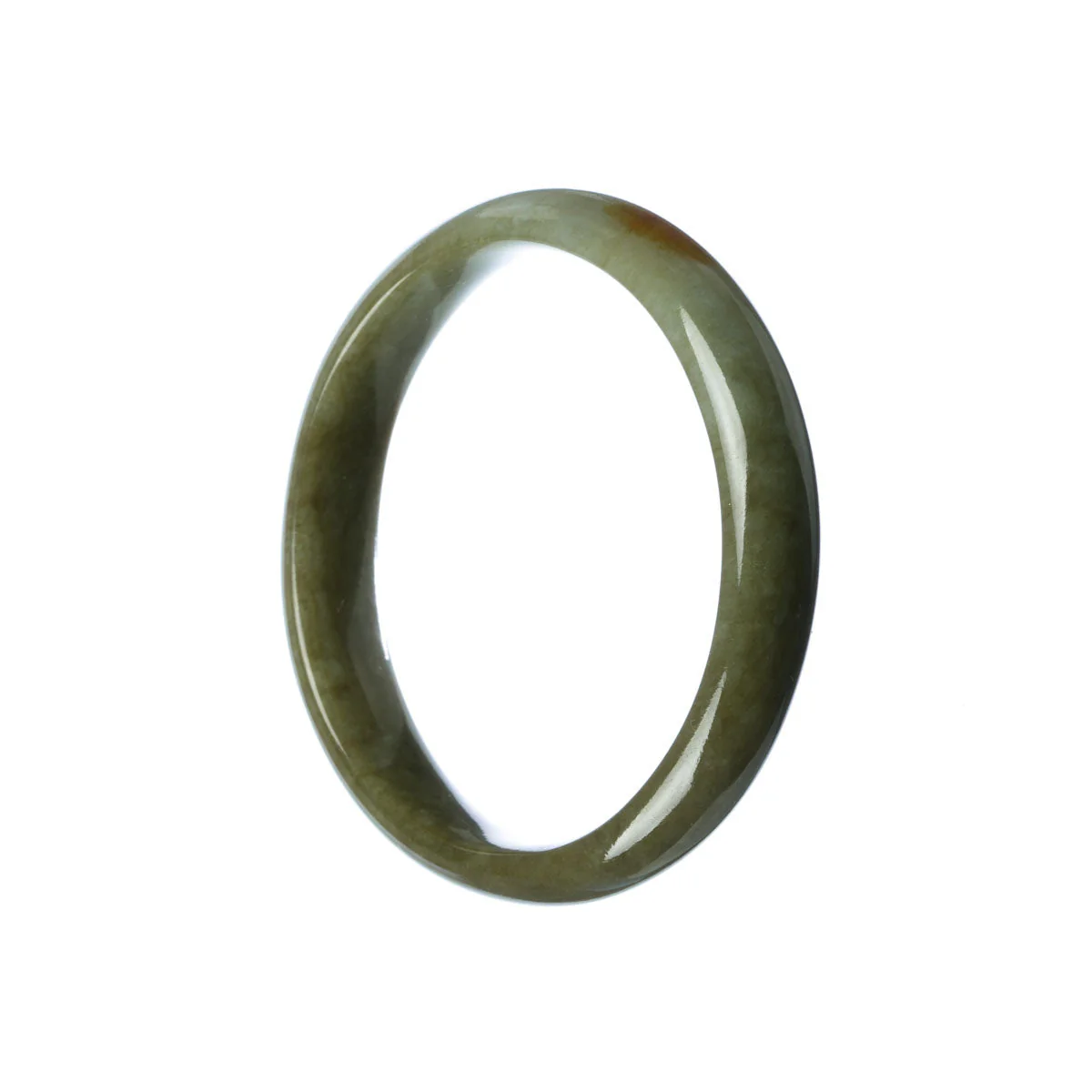 Genuine Grade A Green Brown Jade Bangle Bracelet - 57mm Half Moon